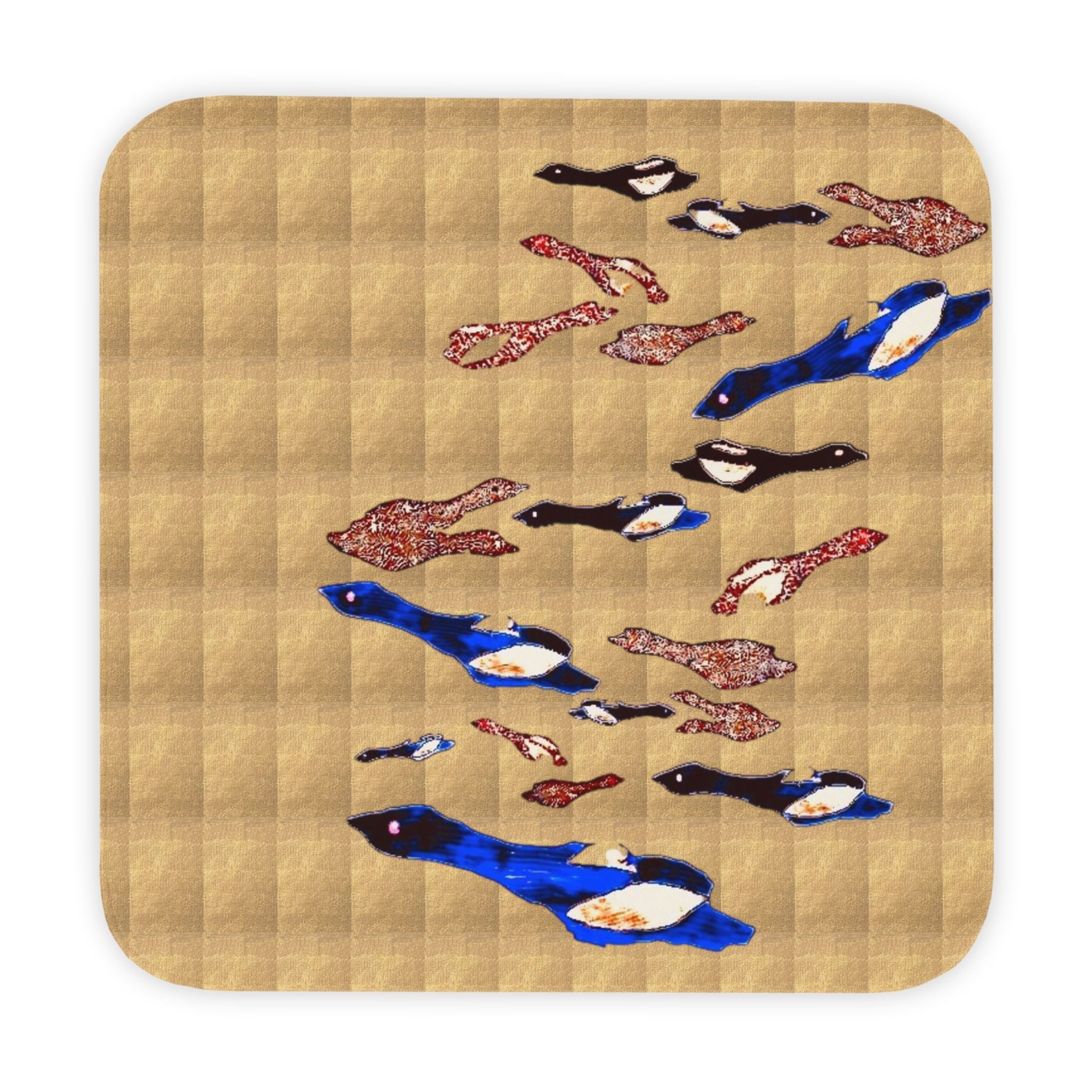 "Fly Me To The Moon" Hooded Baby Towel — Blue & Copper Birdies Pattern