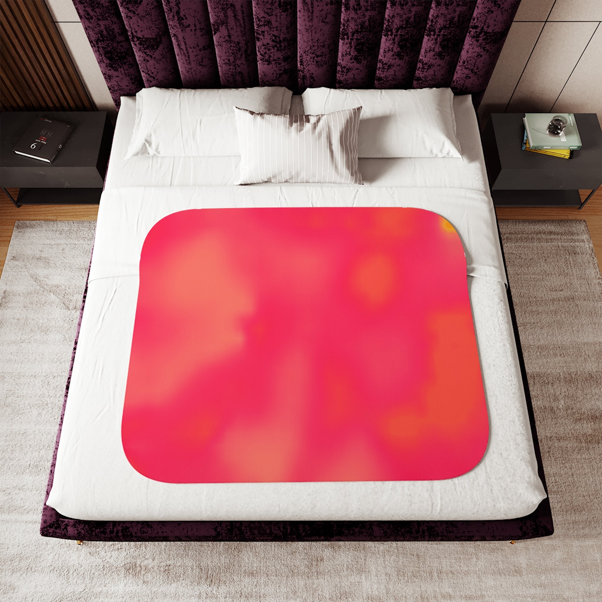 "The Skies Will Break For You, My Friend" Sherbet Plush Sherpa Blanket - Vibrant Coral Tie-Dye Reversible Throw
