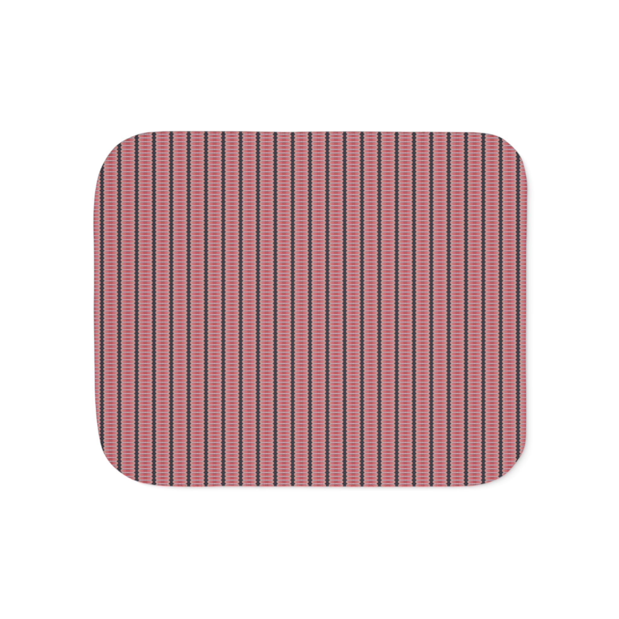 "The Nike of Samothrace" Cozy Striped Sherpa Blanket — Plush Reversible Throw for Home & Travel - Coral, Grey, Red