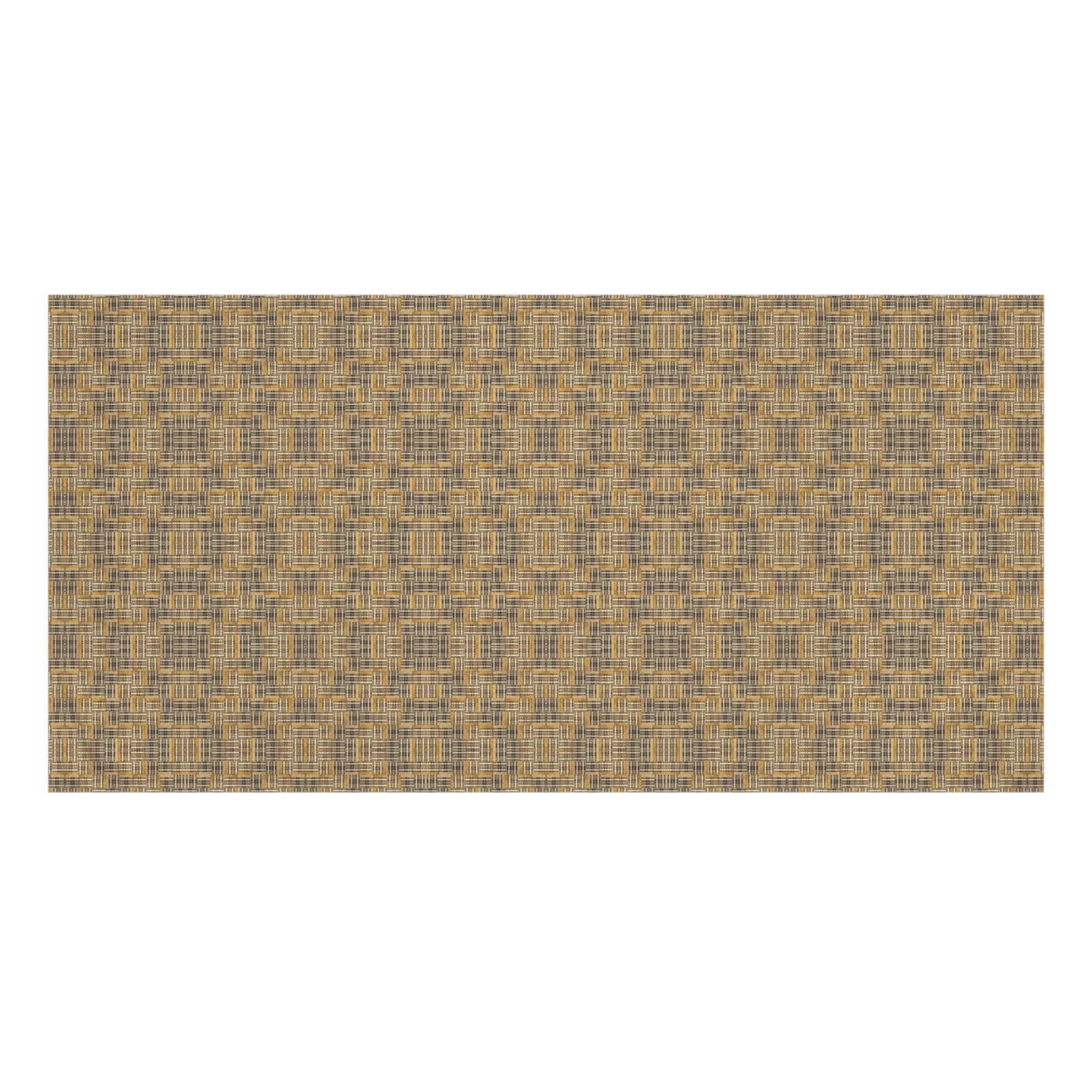 "All Things Fall Apart" Woven Plaid Mink-Cotton Bath Towel — Soft Neutral Check Pattern