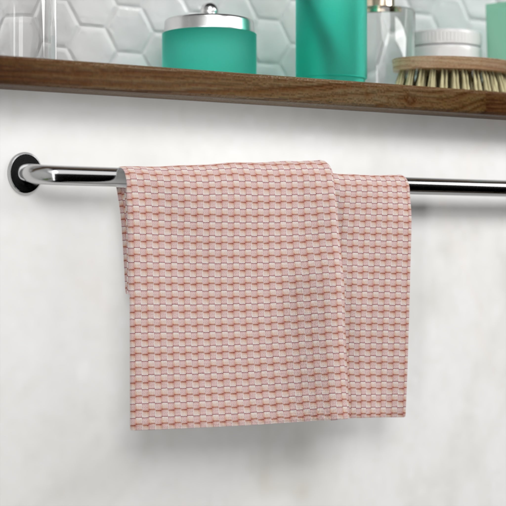 "Grandma Rose" Blush Waffle Face Towel — Soft Cotton Washcloth for Daily Skincare