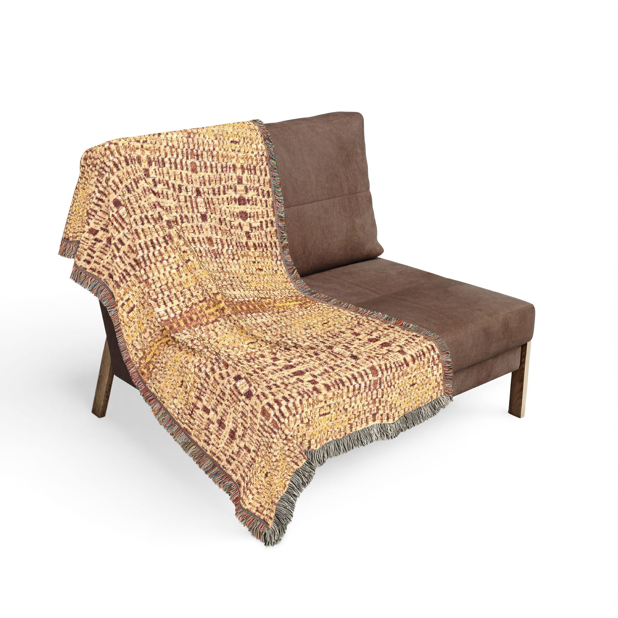 "Queen Mother" Woven Blanket — Warm Rustic Bronze and Gold Throw for Living Room & Cabin Decor
