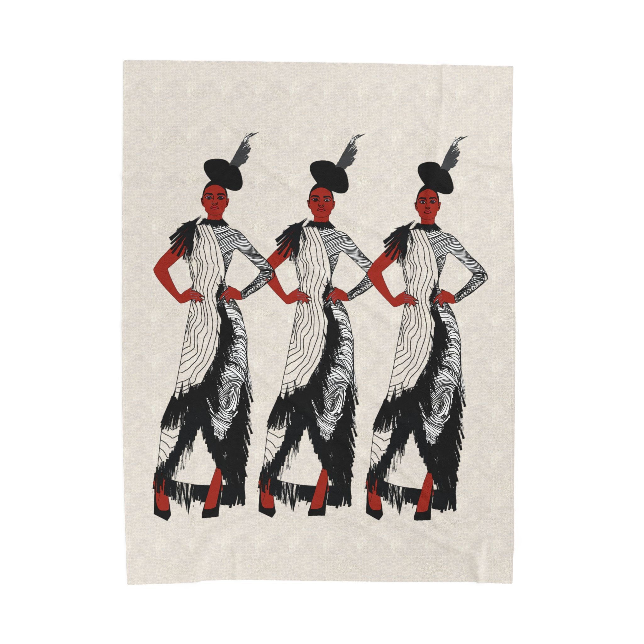 "Fierce Honey" Art Deco Flapper Trio Velveteen Blanket — Vintage Glamour Throw