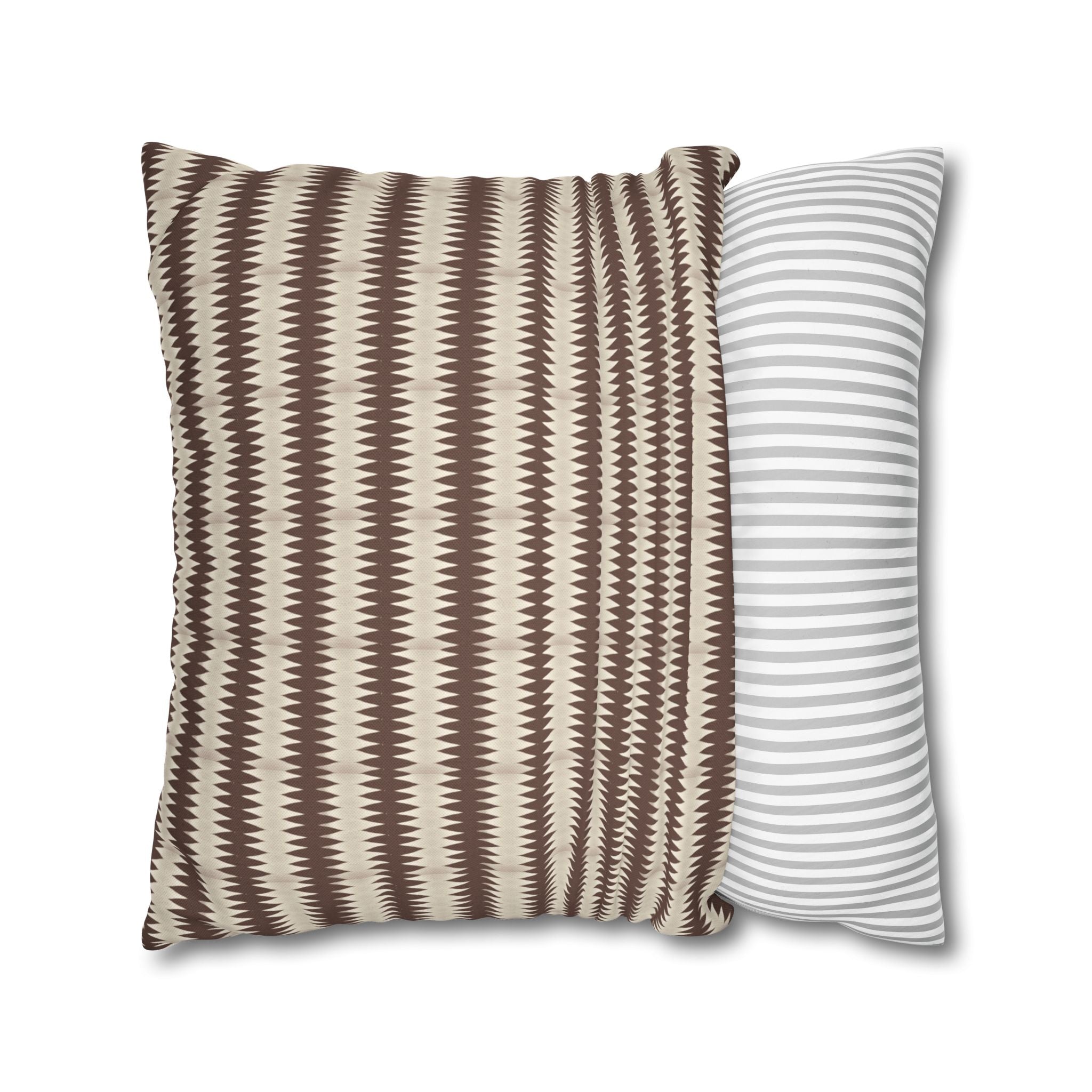 "Mississippi Morning" Brown and Beige Zigzag Pattern Pillowcase — Spun Polyester Square Decorative Pillow Cover