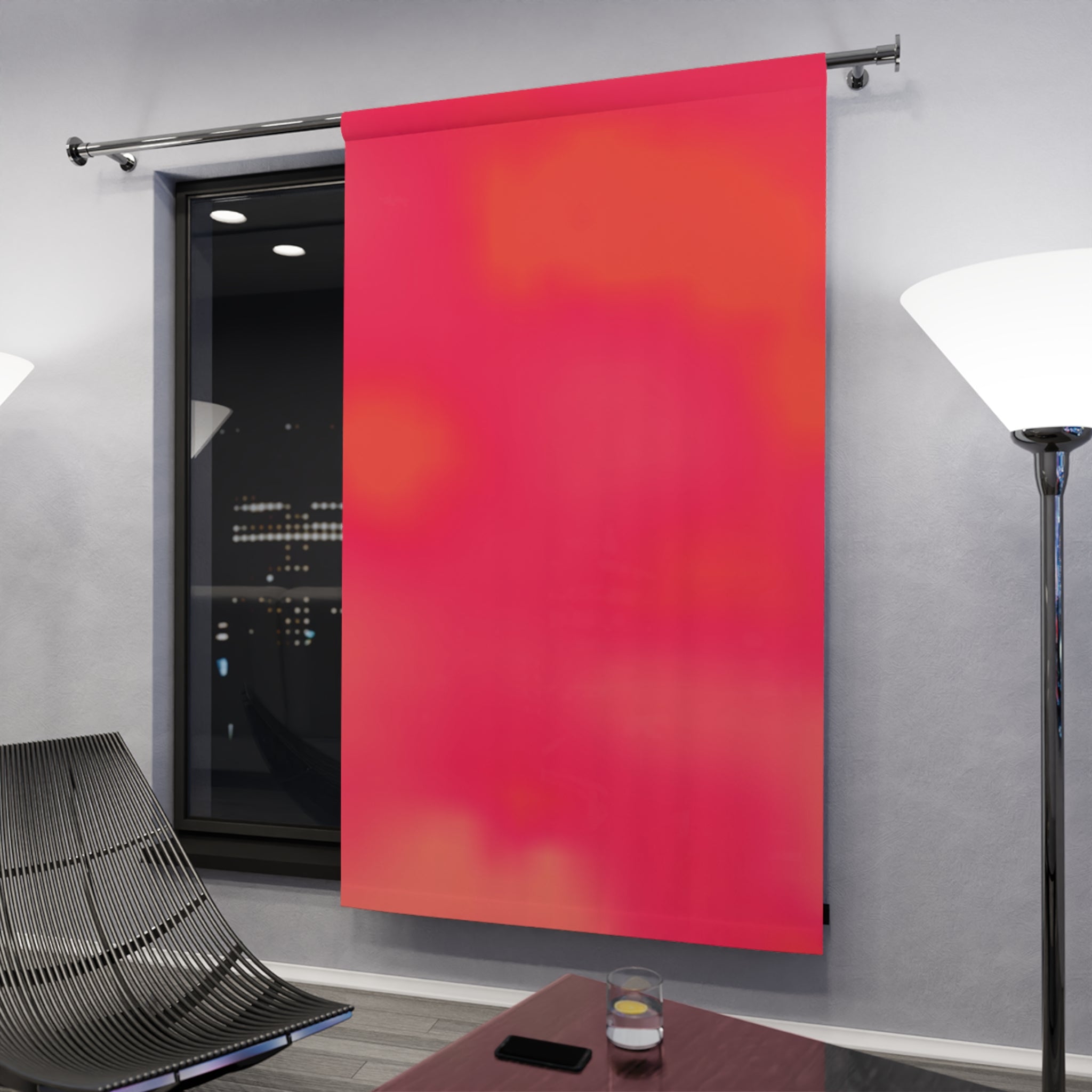 "The Skies Will Break For You, My Friend" Vibrant Sunset Pink Window Curtain — Gradient Ombre Drapery Panel