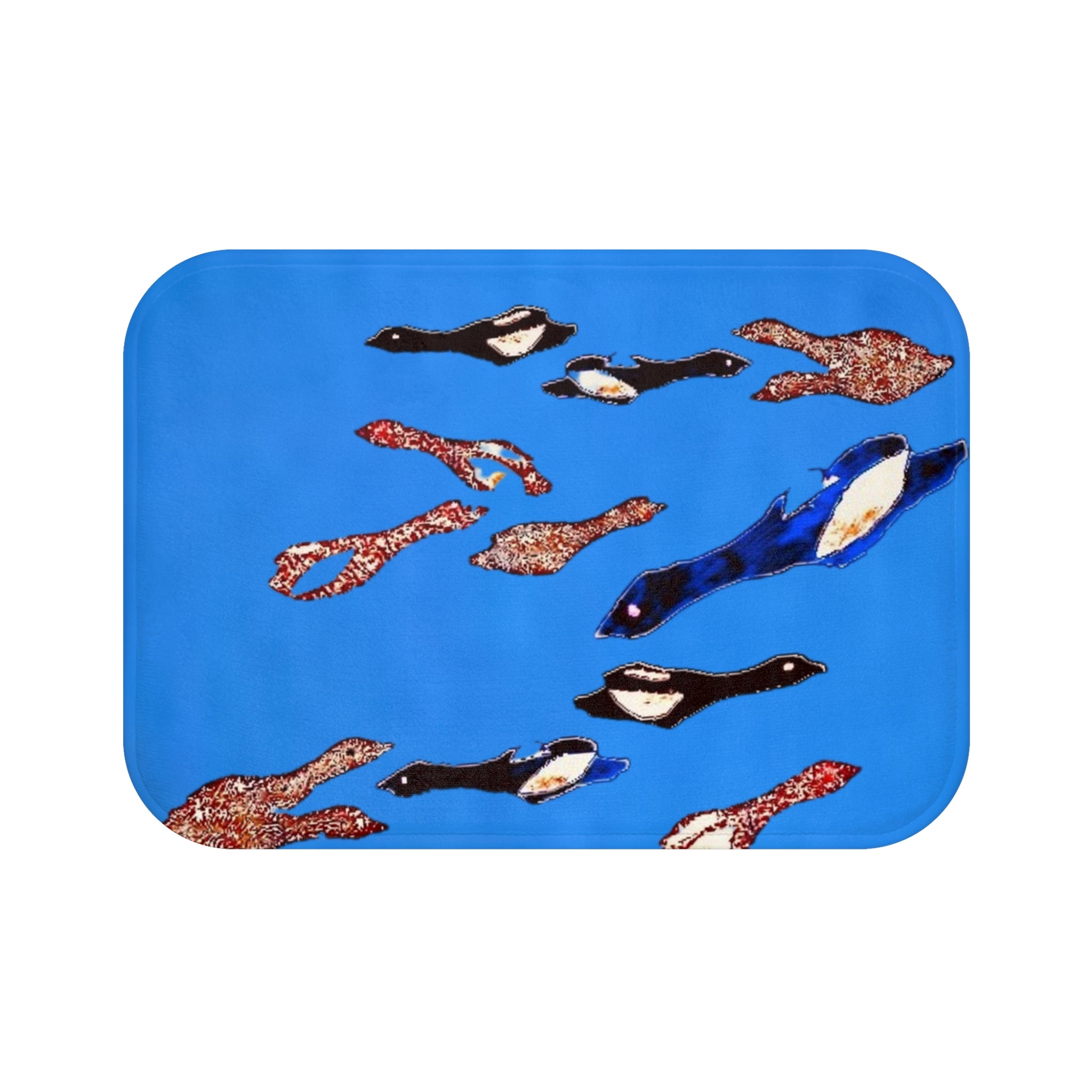 "Fly Me to the Moon" Cerulean Blue Birds Bath Mat
