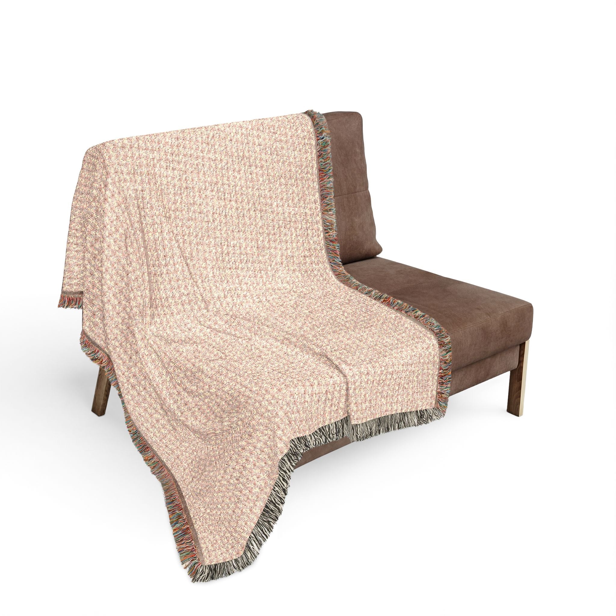"Grandma Rose" Woven Blanket — Reversible Pink Blush & Charcoal Plaid Throw, Cozy Home Decor Gift