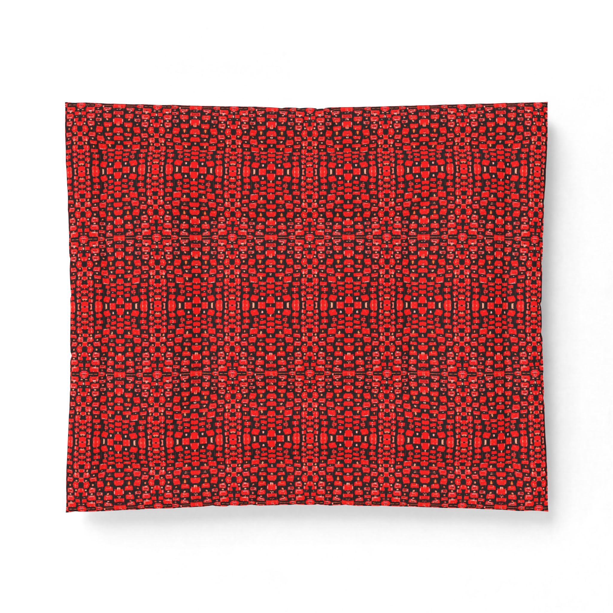 "Japanese Cherry Blossom" Red Dotted Quilt Coverlet — Cozy Geometric Cotton Comforter