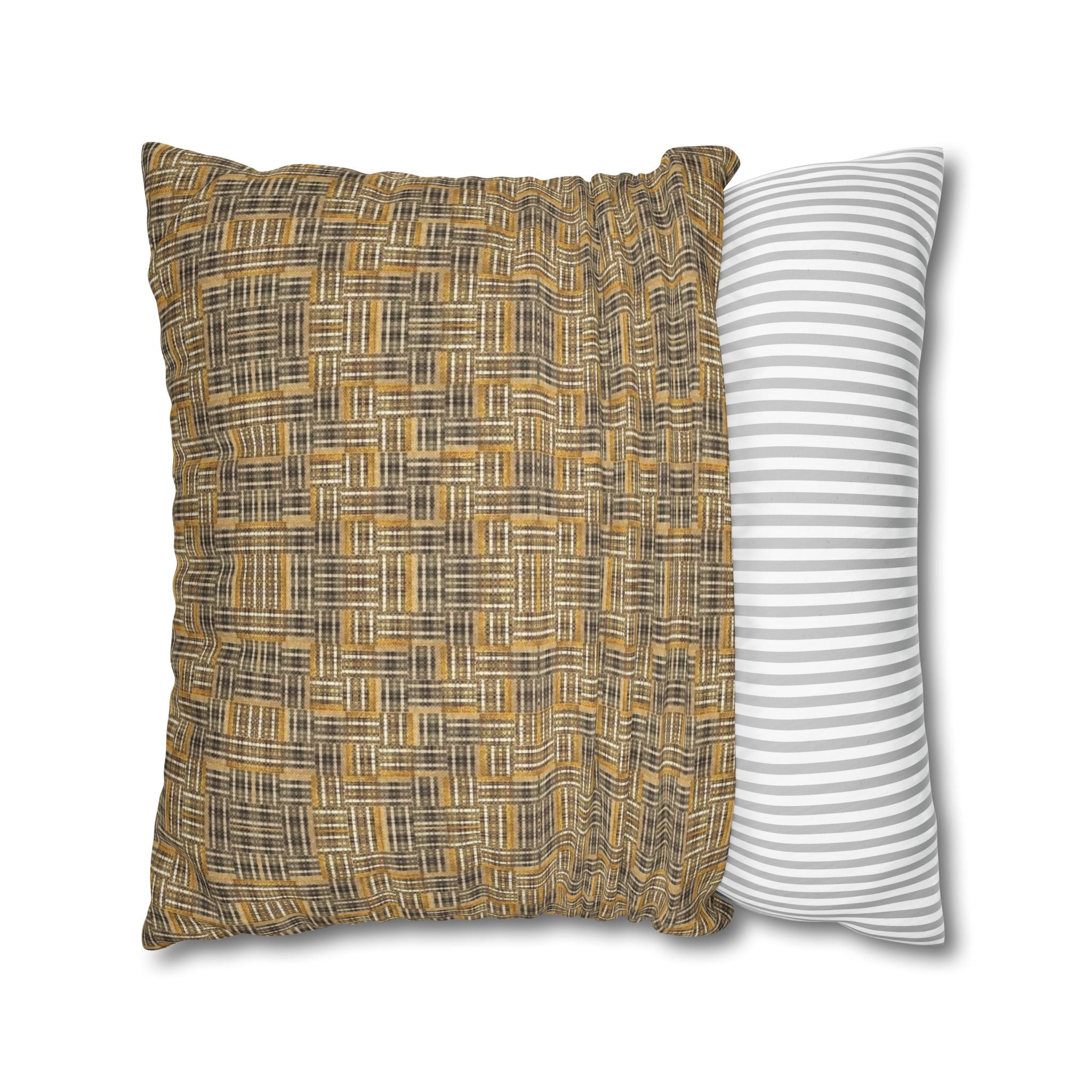"All Things Fall Apart" Brown, Bronze, and Green Woven Textile Rustic Decorative Pillowcase
