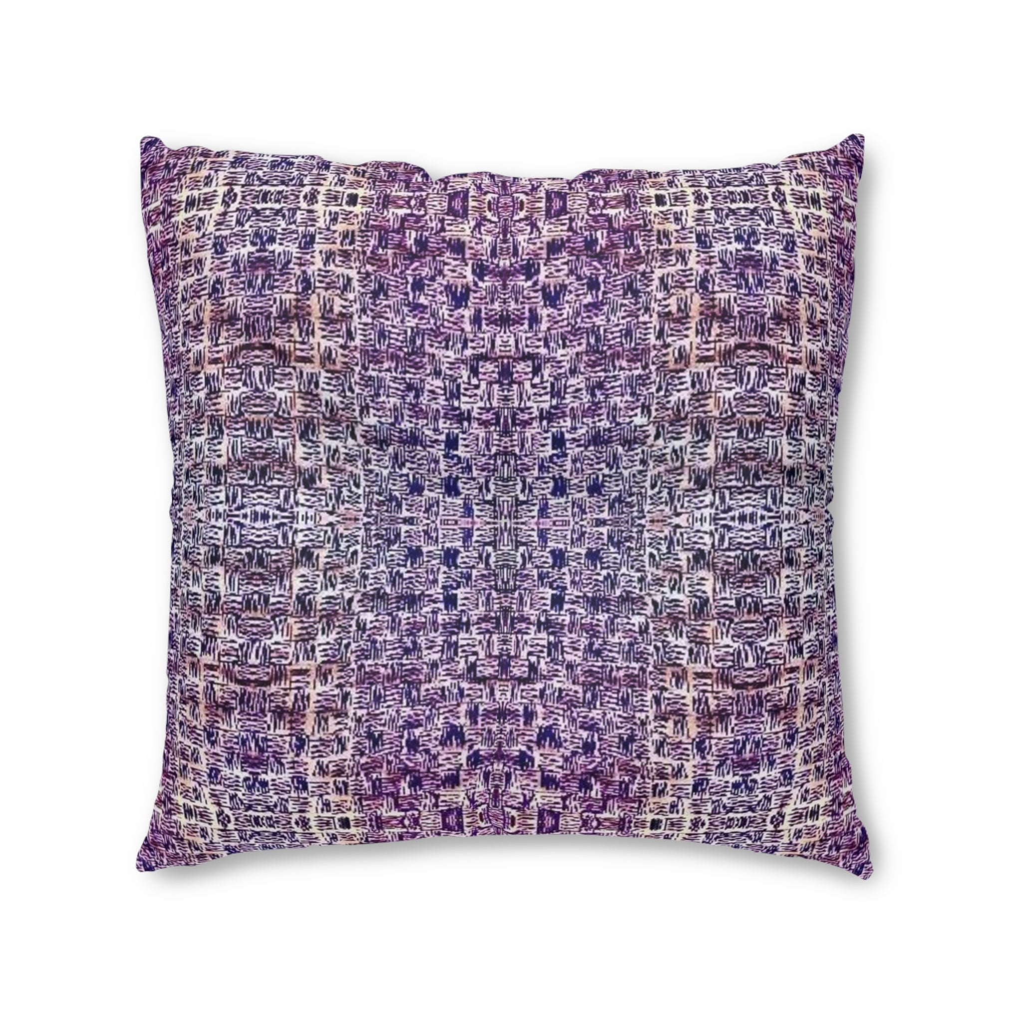 "Pauline, My Love" Tufted Floor Pillow — Lavender Plaid Boho Square Cushion