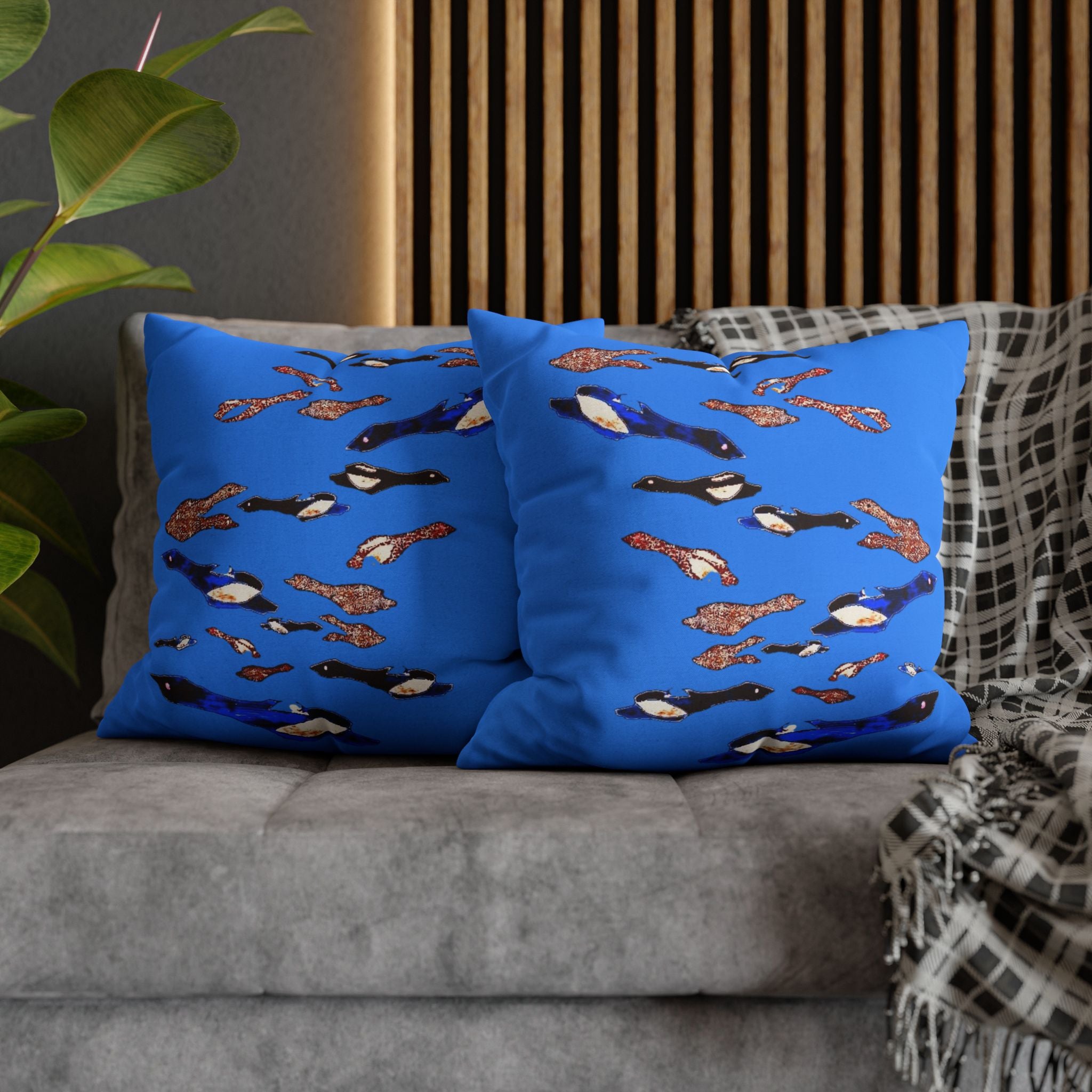 "Fly Me to the Moon" Blue Birds Decorative Pillowcase — Marine Life Throw Pillow Cover