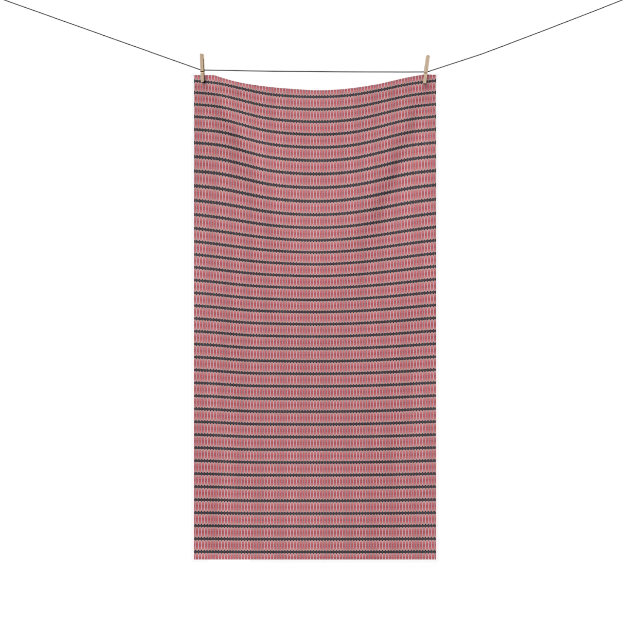 "The Nike of Samothrace" Pink Grid Mink-Cotton Towel — Soft Plaid Bath & Beach Towel