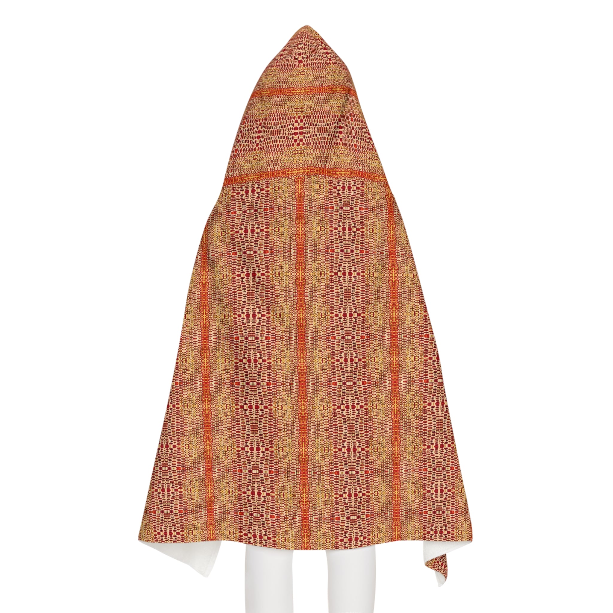 "Queen Mother" Youth Hooded Towel — Boho Orange Aztec Stripe Kids Beach & Bath Wrap
