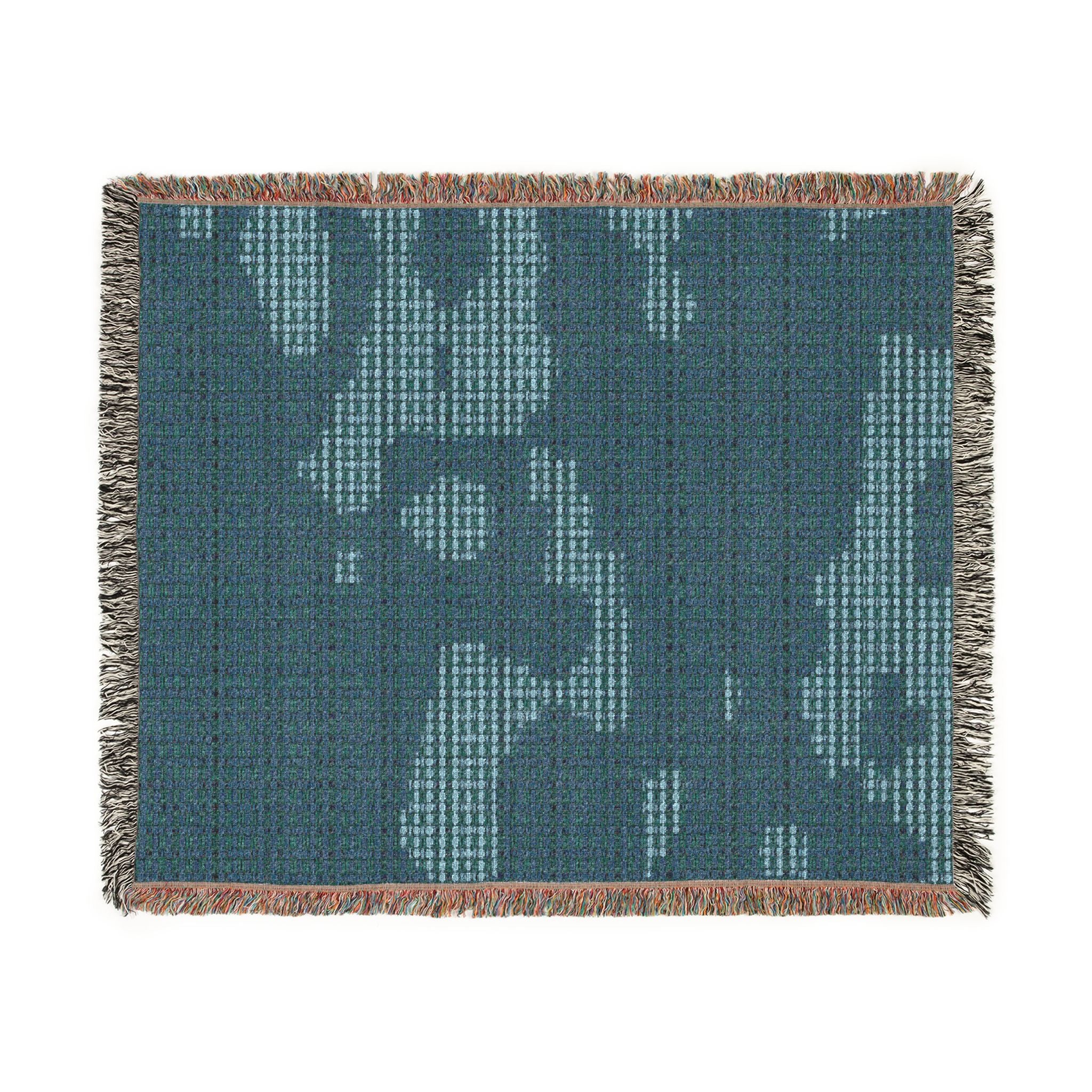 "Where Are We Going?" Woven Textile, Blue and Green Blanket