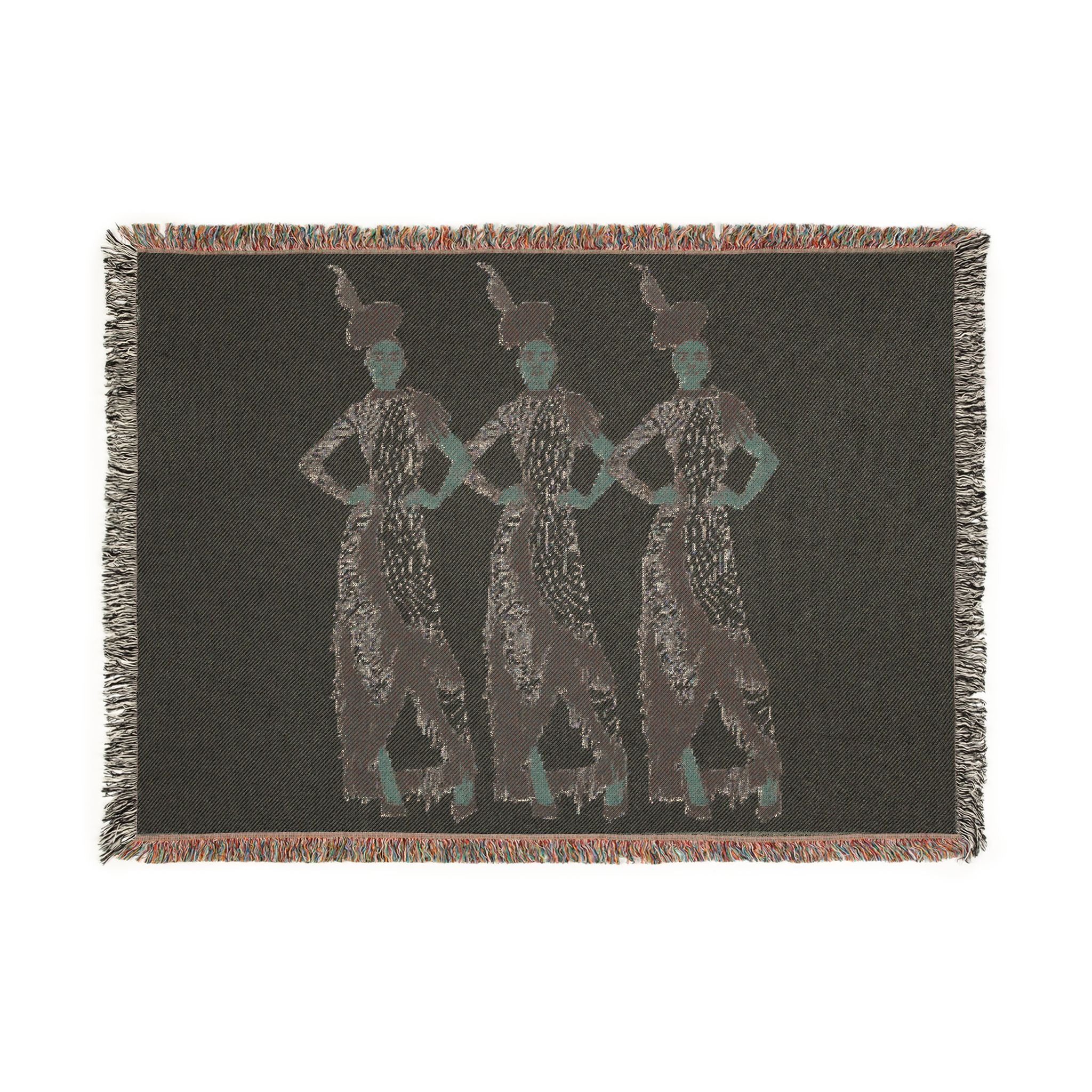"Fierce Honey" Art Deco Trio Woven Blanket — Vintage Jazz Era Dance Design
