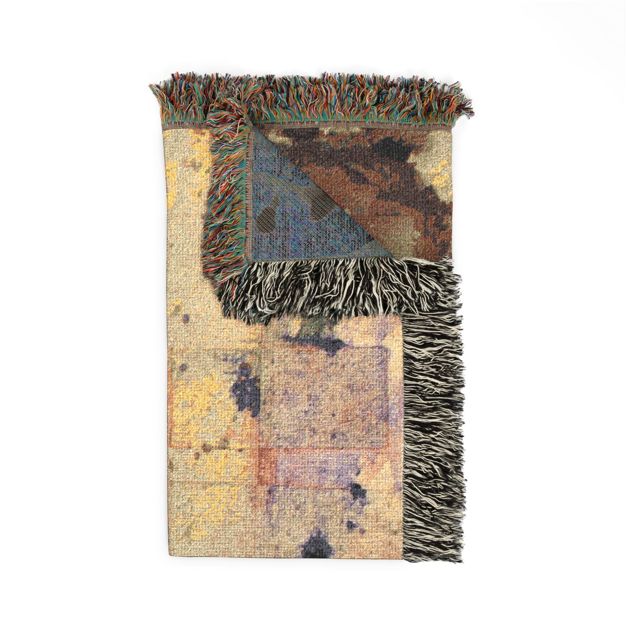 "Dance in the Rain" Acrylic Painting, Abstract Textile Pixel Art Woven Blanket — Modern Geometric Throw for Living Room, Sofa, or Bedroom