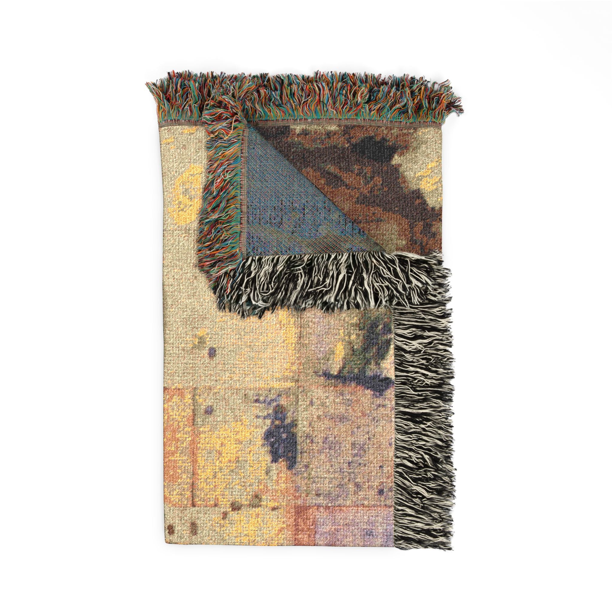 "Dance in the Rain" Acrylic Painting, Abstract Textile Pixel Art Woven Blanket — Modern Geometric Throw for Living Room, Sofa, or Bedroom