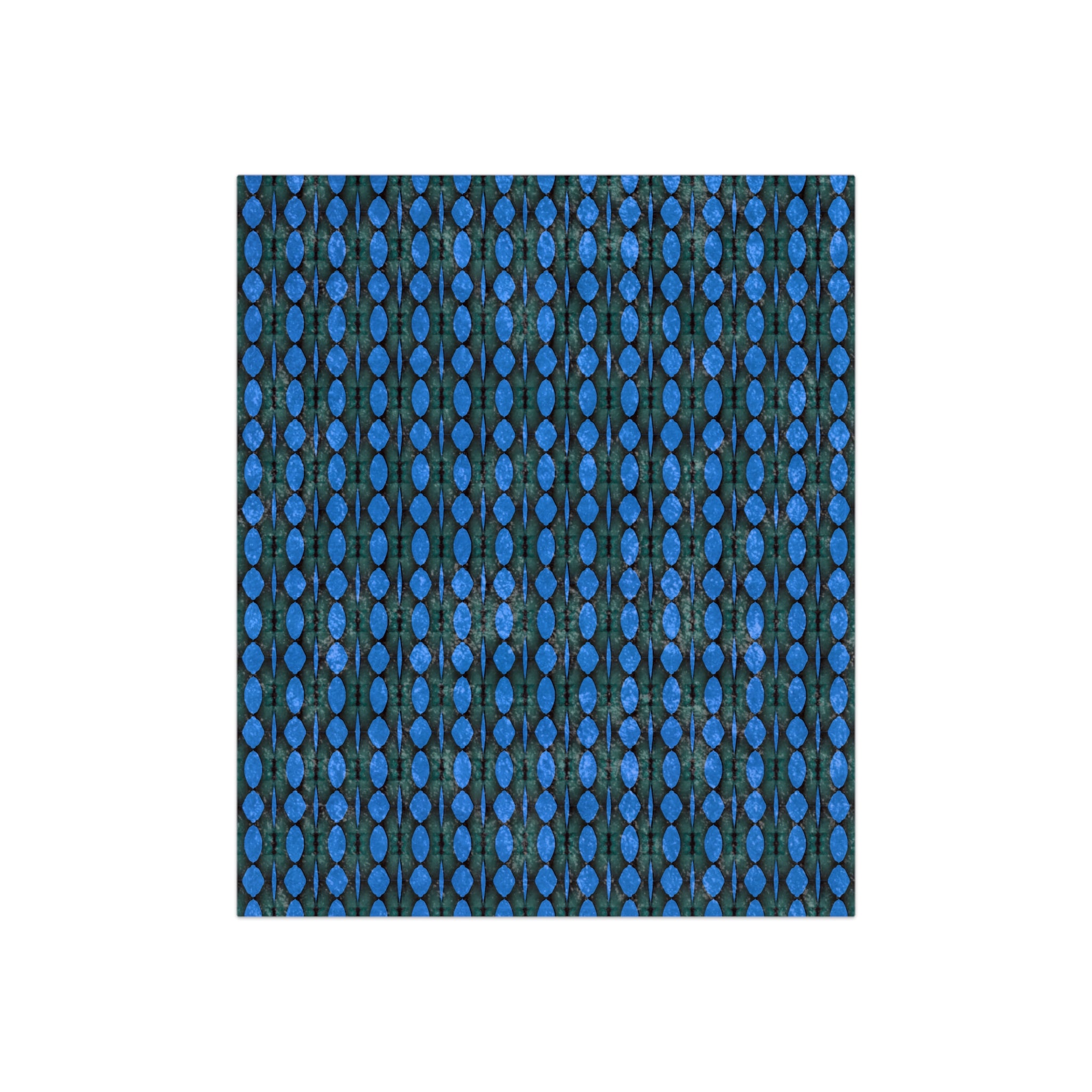 “God of the Hills and Valleys” Luxurious Crushed Velvet Blanket — Blue and Deep Green Teardrop Geometric Throw