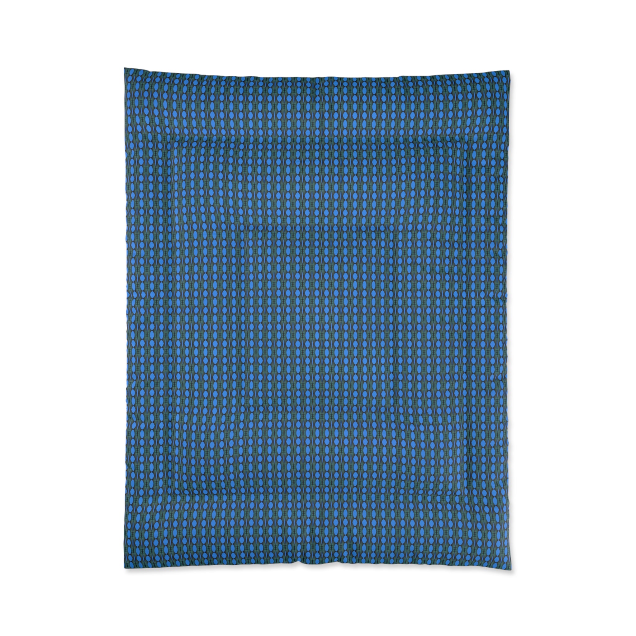 "Where Are We Going?" Blue Geometric Comforter — Modern Dot Pattern Bedding for Teen & Adult Bedrooms