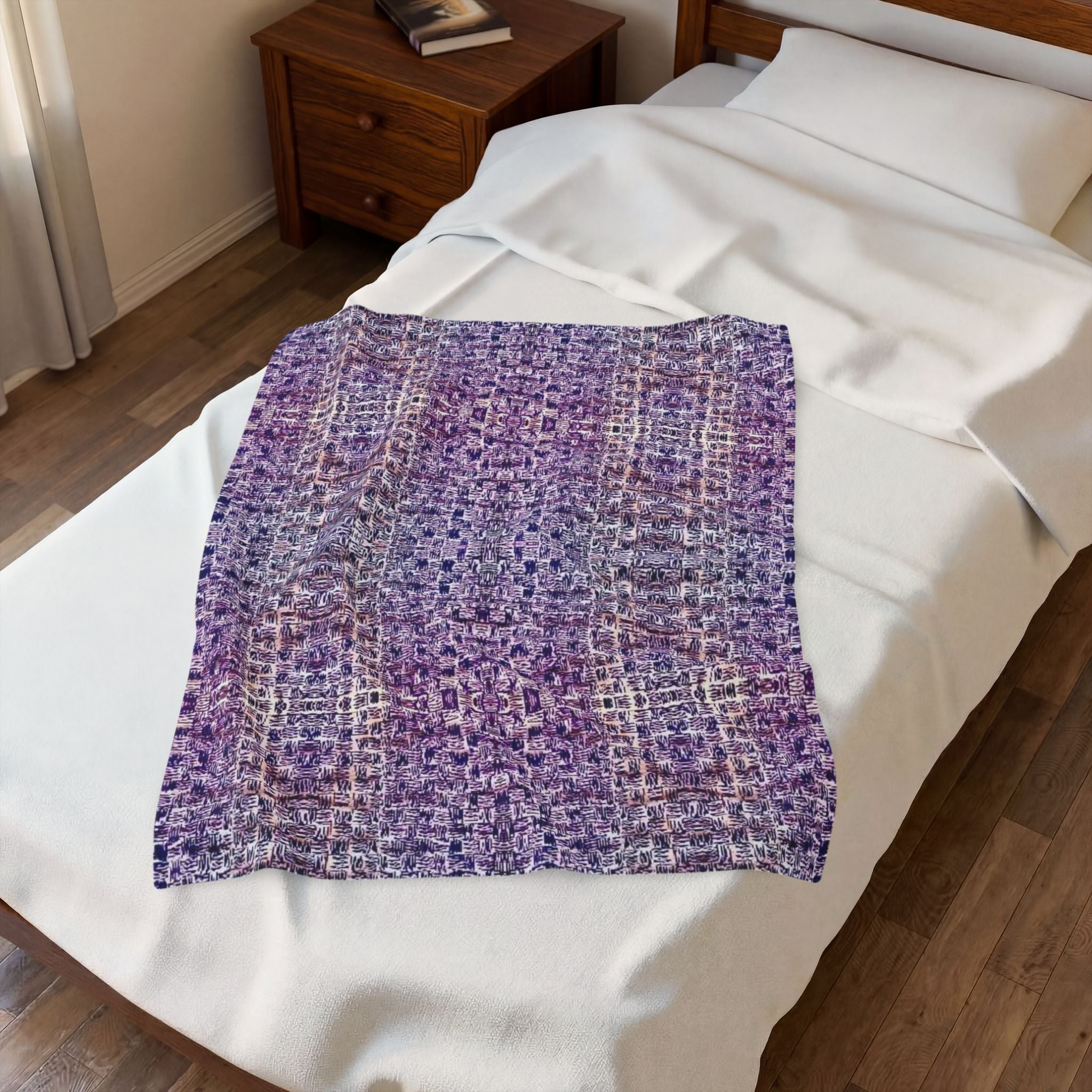 "Pauline, My Love" Velveteen Plush Blanket — Purple Woven Mosaic Throw