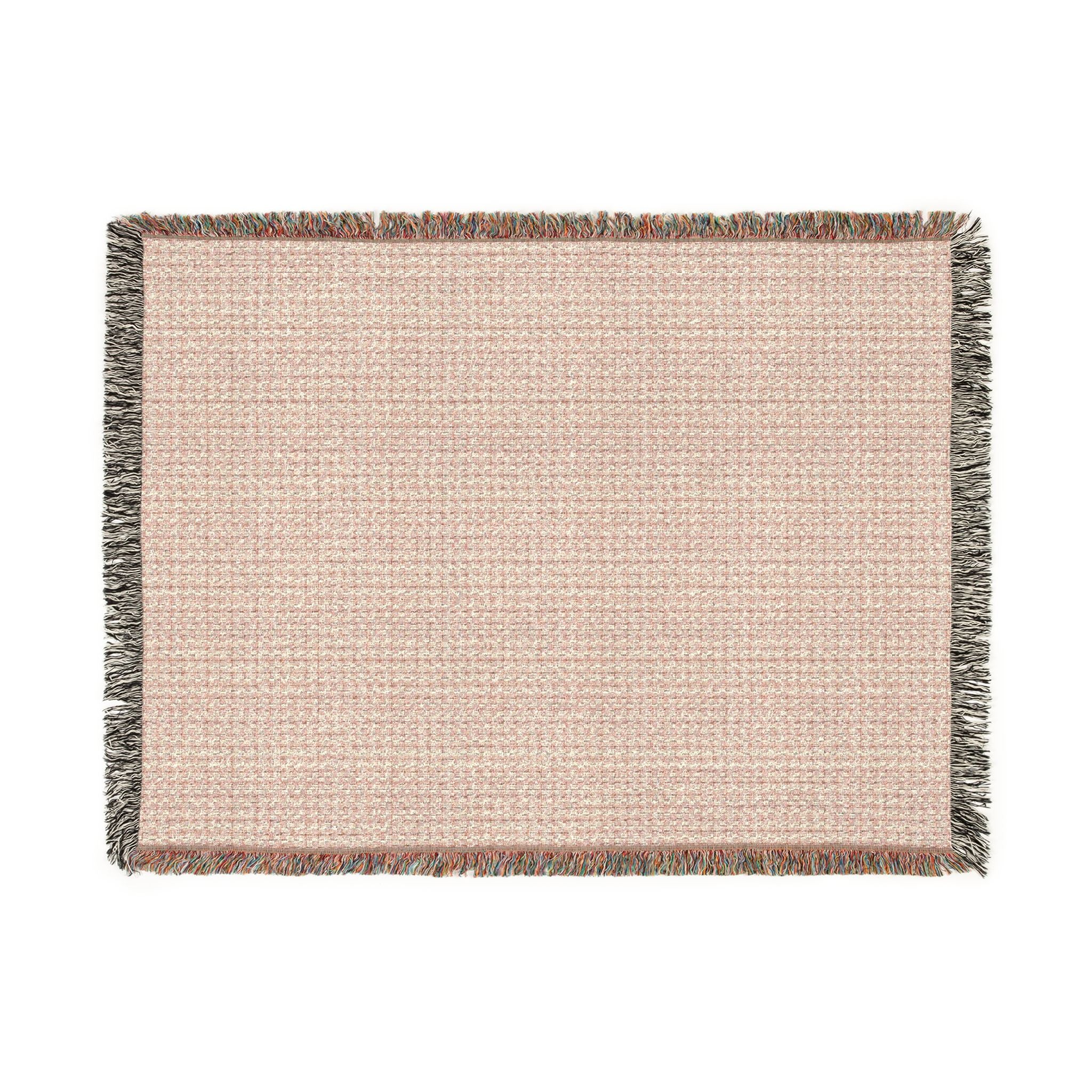 "Grandma Rose" Woven Blanket — Reversible Pink Blush & Charcoal Plaid Throw, Cozy Home Decor Gift