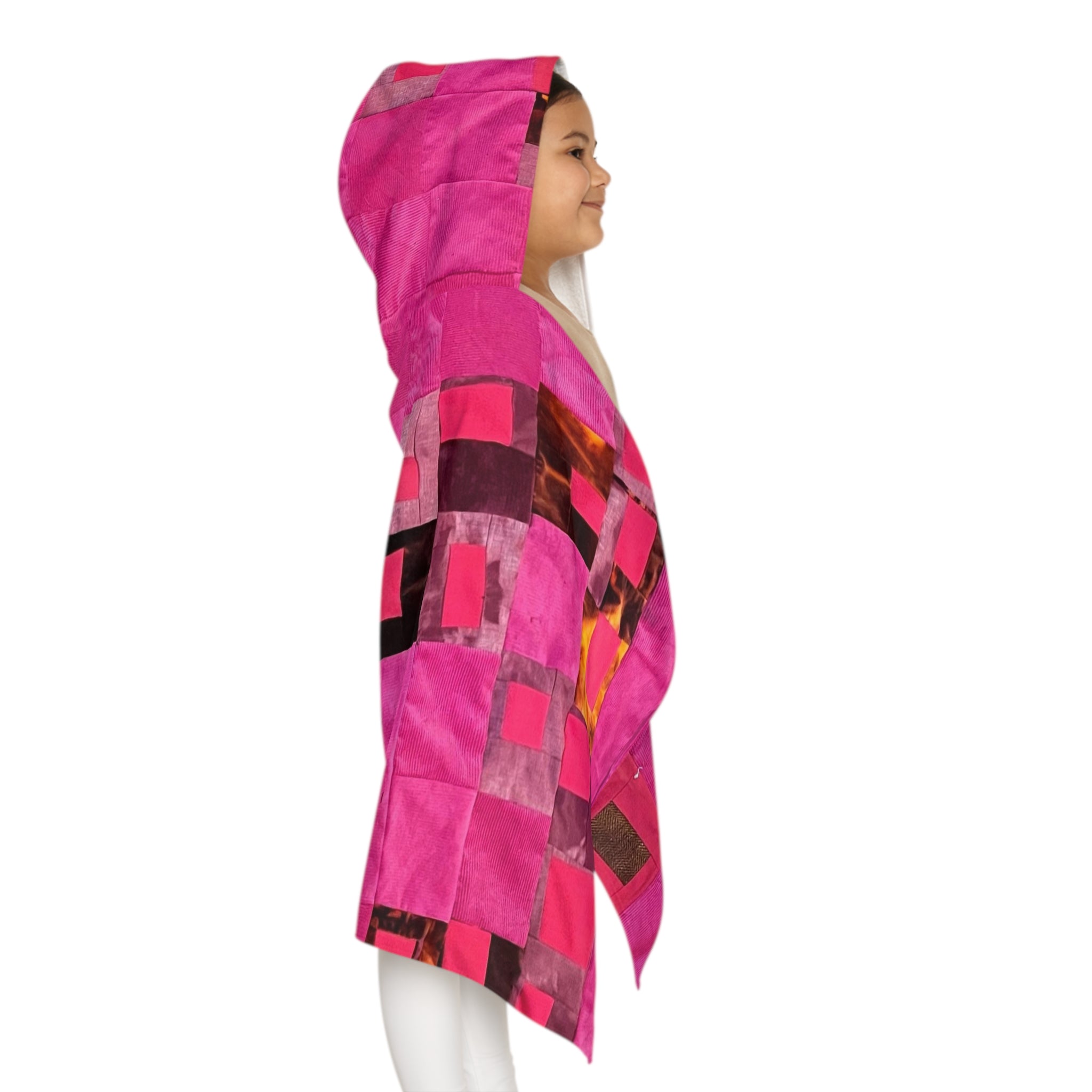 "Lela" Pink Patchwork Hooded Youth Towel — Cozy Kids Swim & Bath Wrap