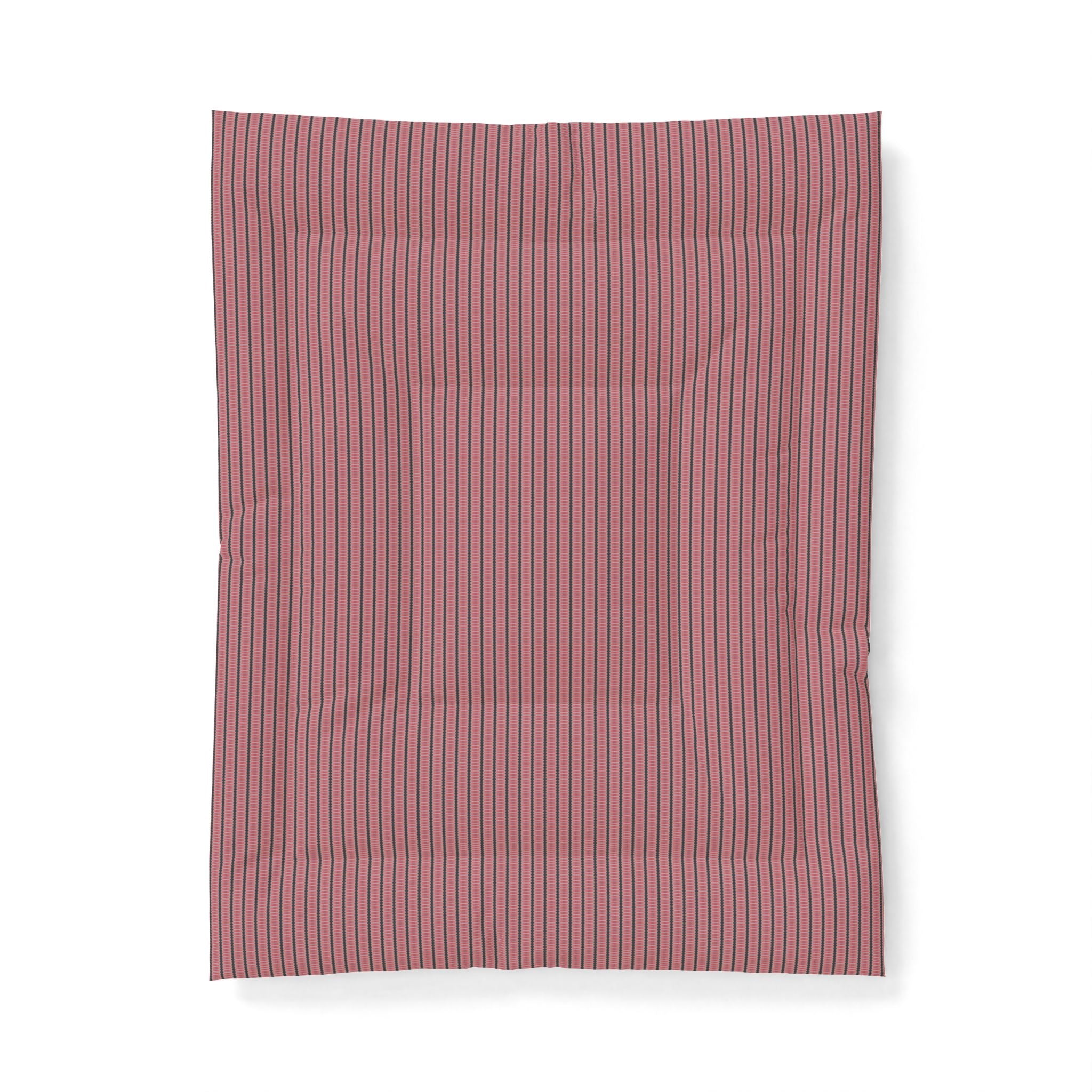 "The Nike of Samothrace" Striped Cotton Comforter — Rose & Charcoal Minimalist Bedding