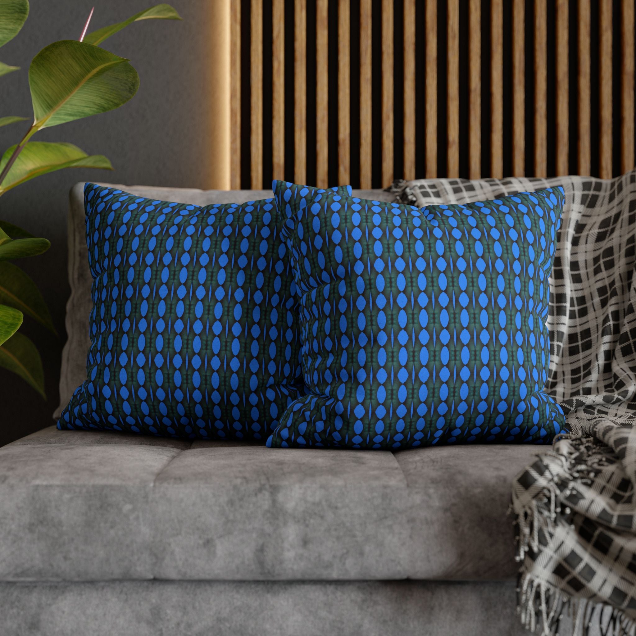 "Where Are We Going?" Green and Energy Blue Spun Polyester Square Pillowcase