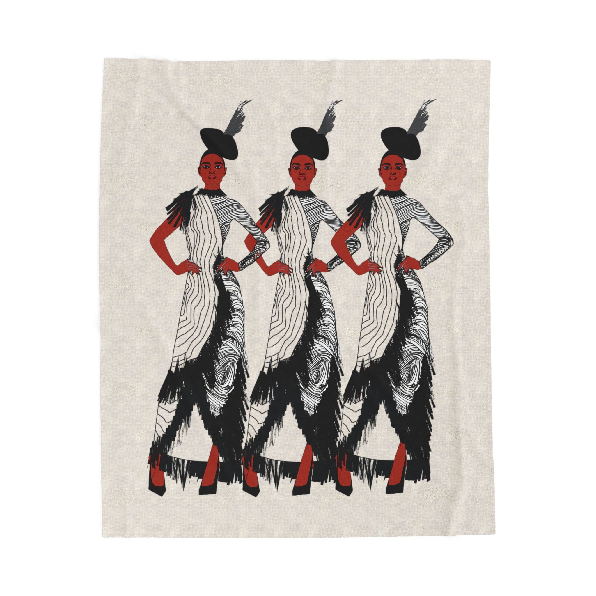 "Fierce Honey" Art Deco Flapper Trio Velveteen Blanket — Vintage Glamour Throw