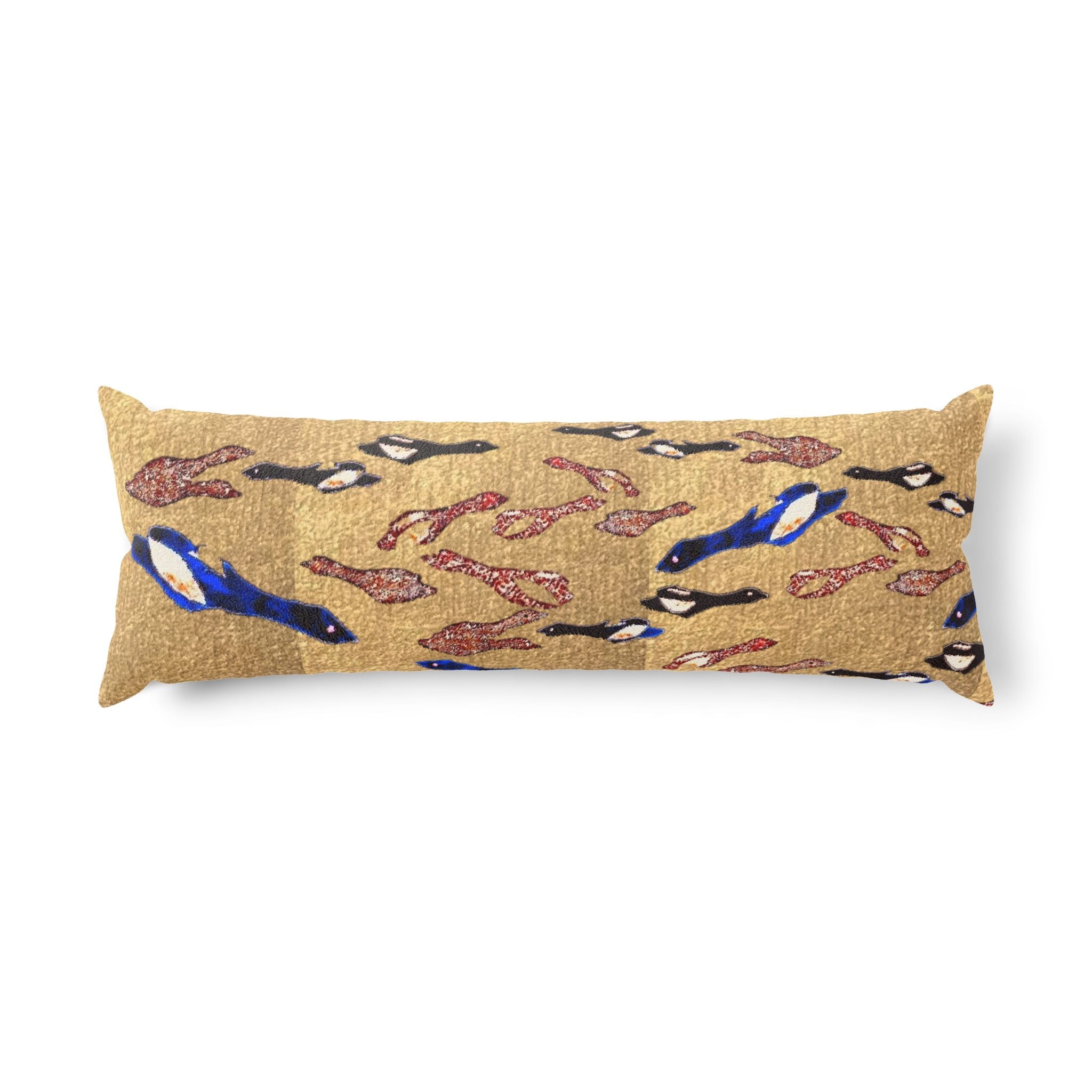 "Fly Me to the Moon" Beautiful Textile Birdies Pattern Body Pillow — Oceanic Sea Life Decorative Lumbar Pillow
