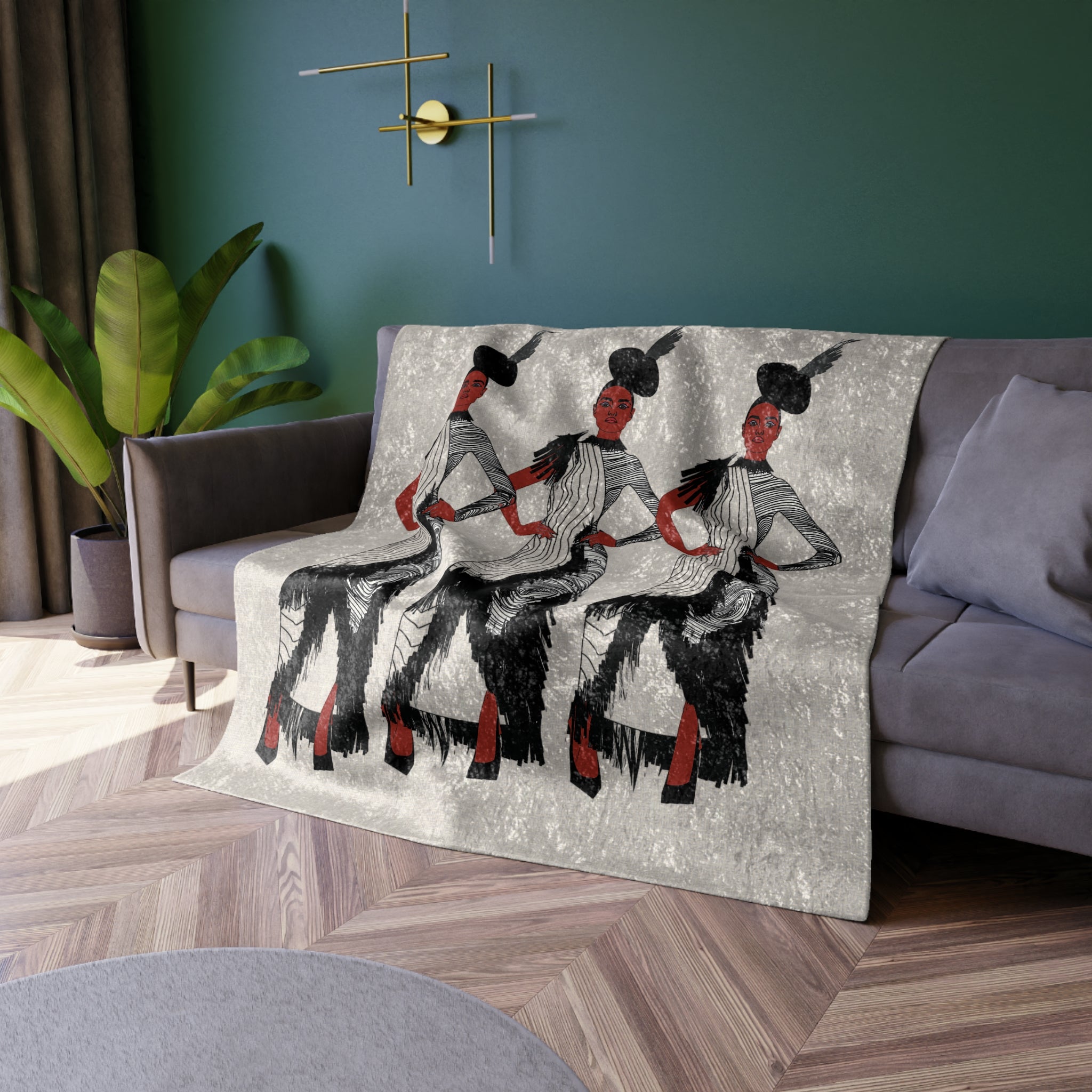 "Fierce Honey" Posh and Fancy Black Women, Fashion Illustration Crushed Velvet Blanket