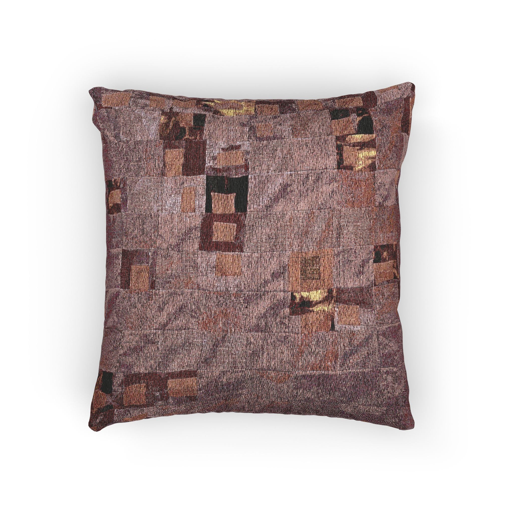 "Lela" Woven Pillow — Geometric Bronze Mosaic Decorative Throw Pillow