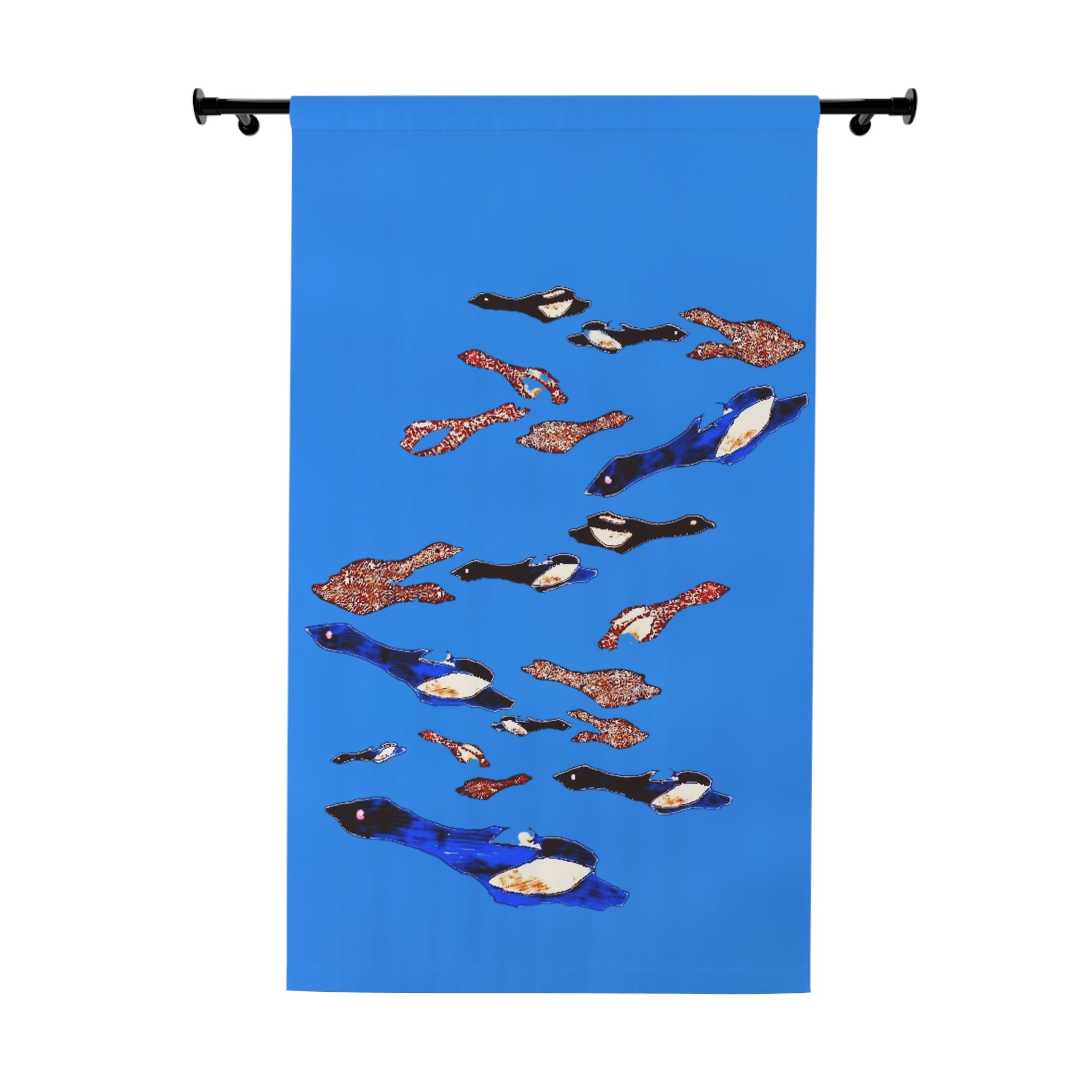 "Fly Me to the Moon" Energy Blue Curtain — Whimsical Blue Birds Window Panel