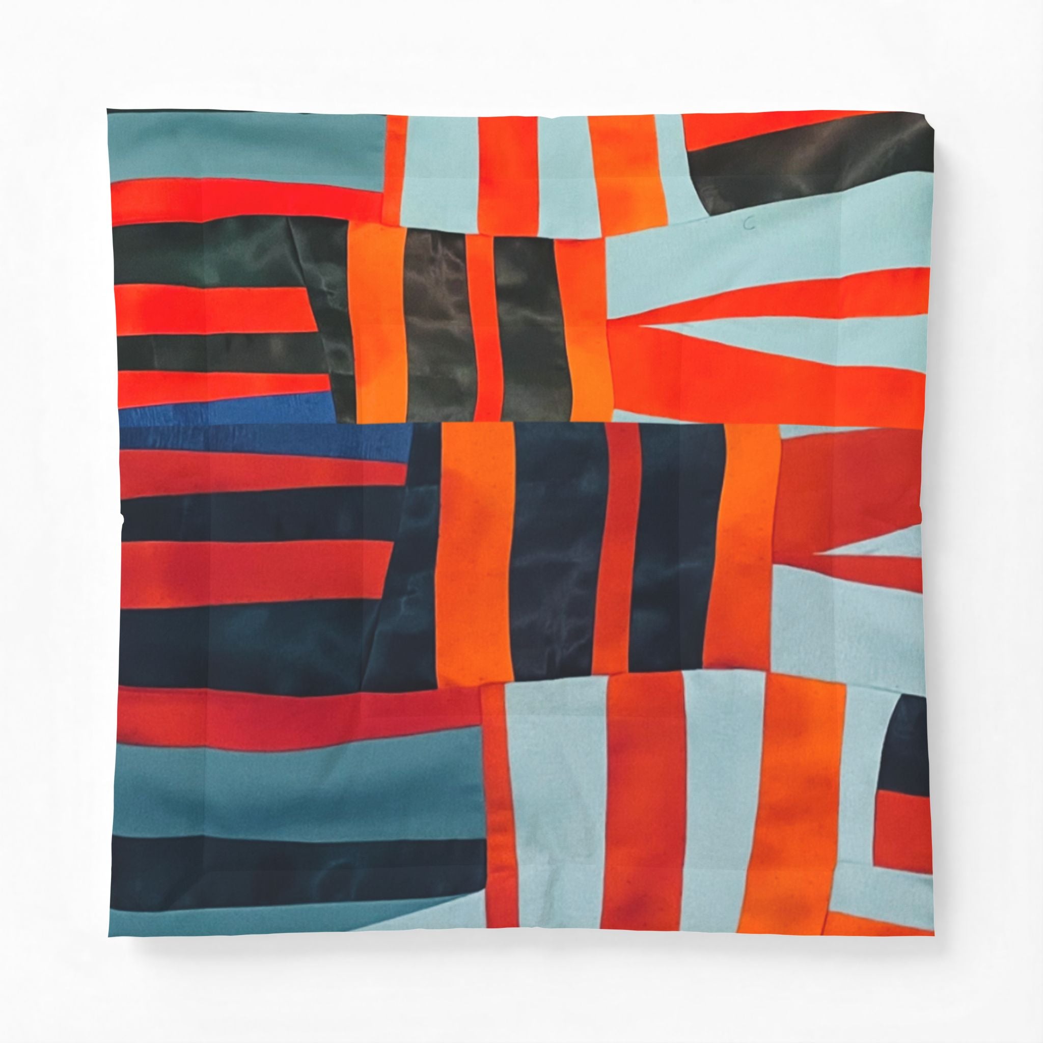"Samuel" Abstract Geometric Cotton Comforter — Modern Red, Orange & Teal Bedspread