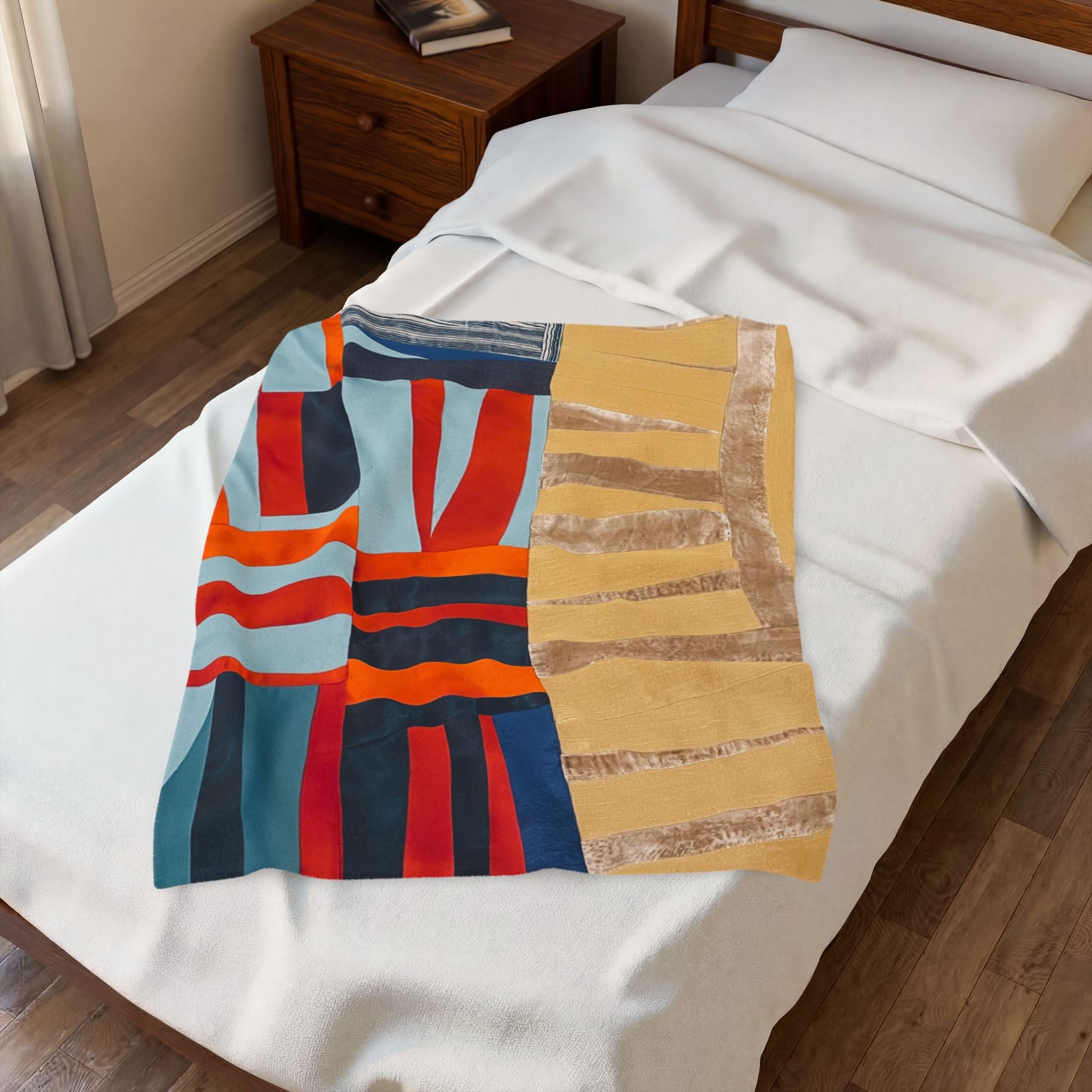 "Hannah and Samuel" Abstract Velvet Plush Blanket — Modern Geometric Throw for Living Room & Gift