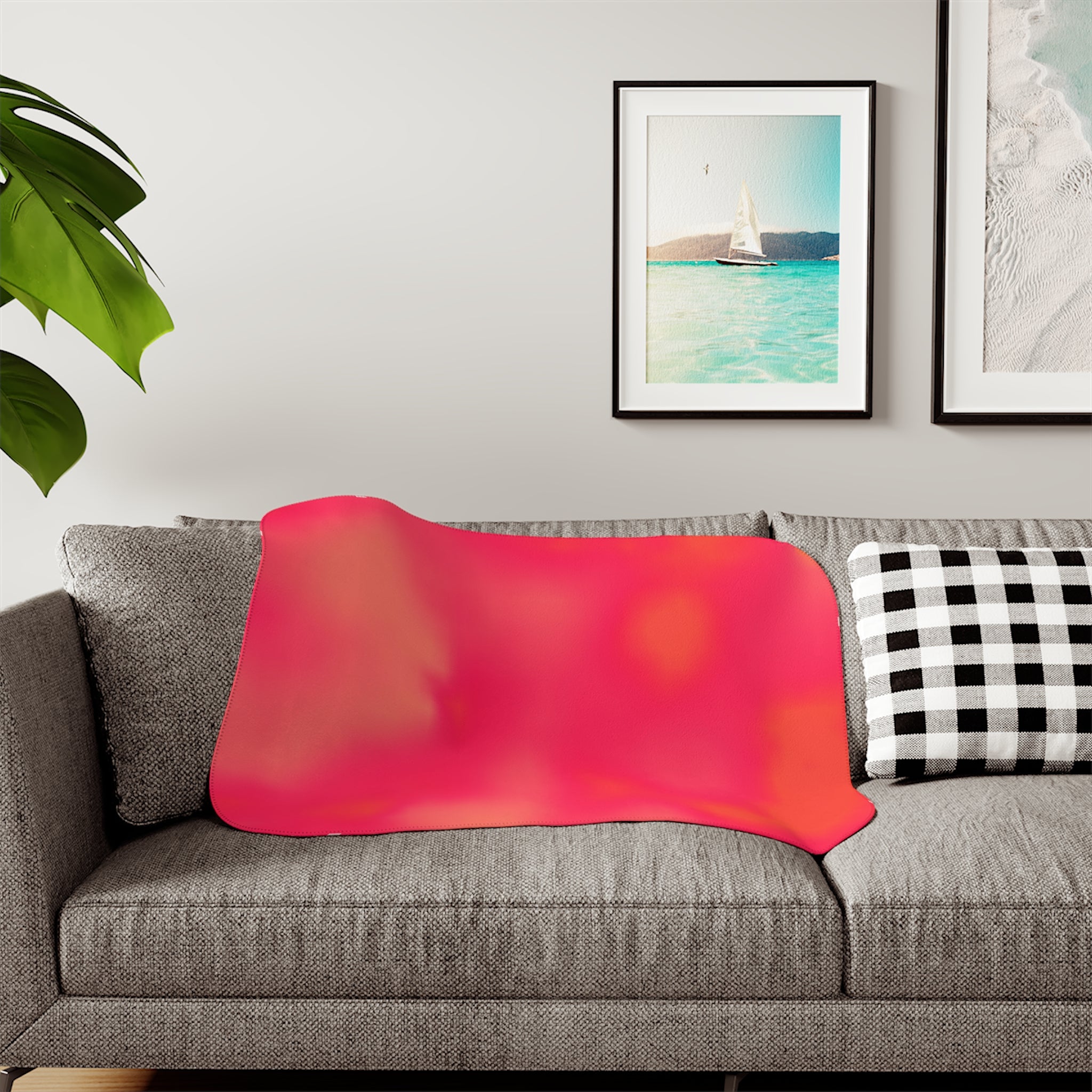 "The Skies Will Break For You, My Friend" Sherbet Plush Sherpa Blanket - Vibrant Coral Tie-Dye Reversible Throw