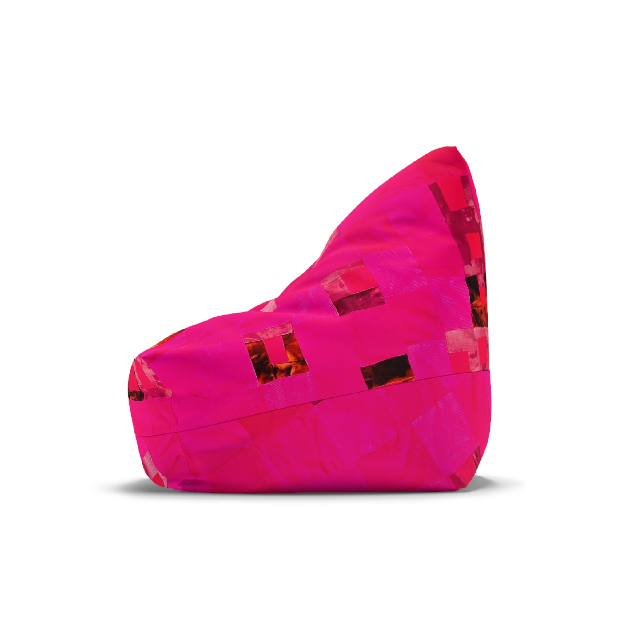 "Lela Lela" Bright Pink Geometric Bean Bag Cover – Modern Abstract Square Pattern