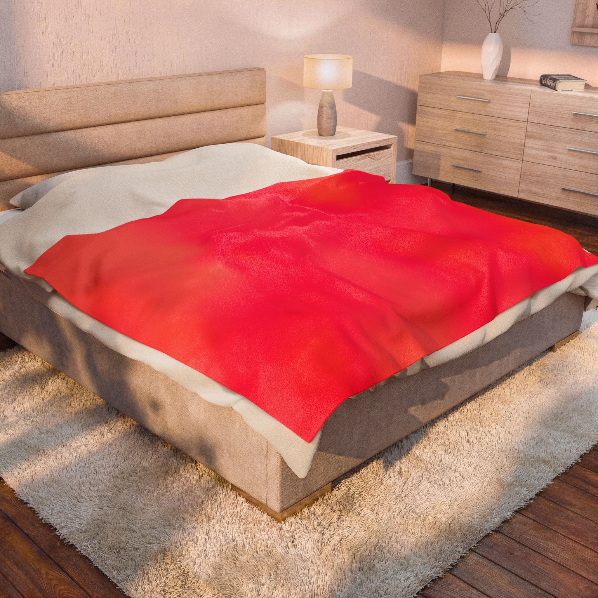 "The Skies Will Break For You, My Friend" Velveteen Plush Blanket — Pink Sunset Gradient Cozy Throw