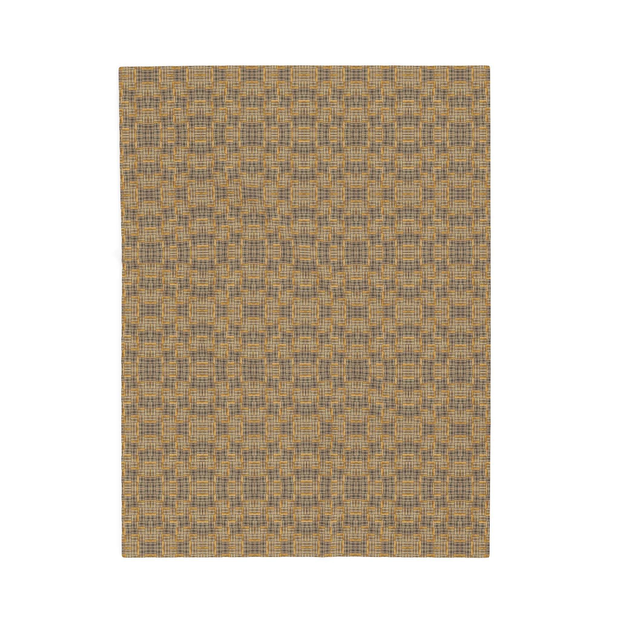 "All Things Fall Apart" Green, Gold, and Brown Woven Textile - Cozy Plaid Velveteen Plush Blanket — Warm Brown Check Throw