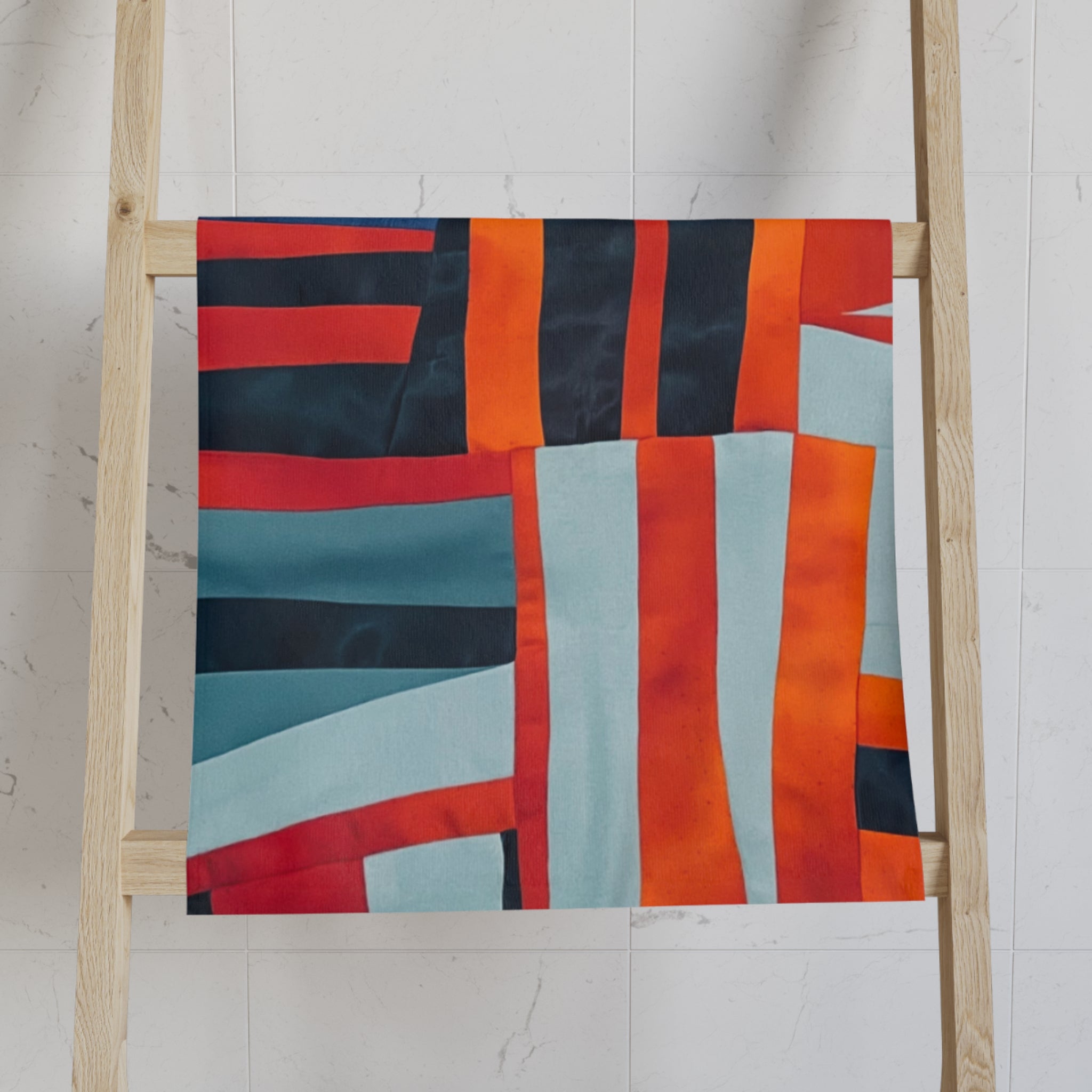 "Samuel" Abstract Stripe Hand Towel — Bold Modern Geometric Kitchen & Bath Accent