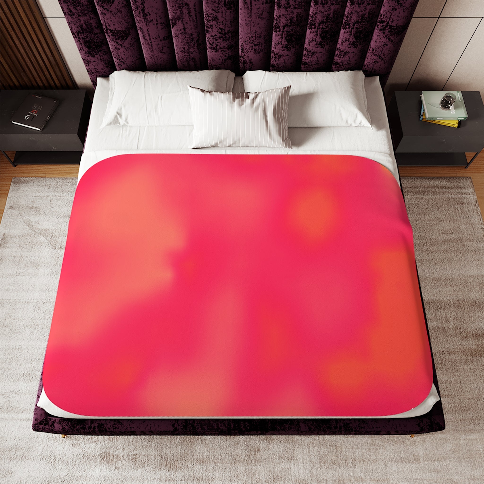 "The Skies Will Break For You, My Friend" Sherbet Plush Sherpa Blanket - Vibrant Coral Tie-Dye Reversible Throw