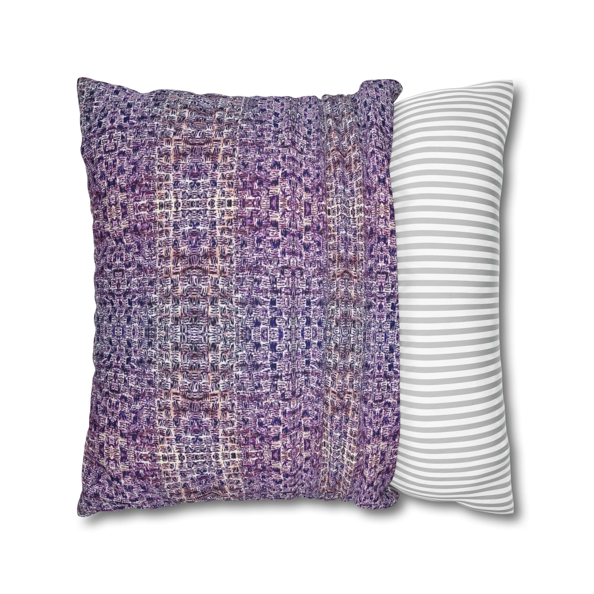 "Pauline, My Love" Blue and Purple Mosaic Decorative Pillowcase — Abstract Geometric Throw Pillow Cover