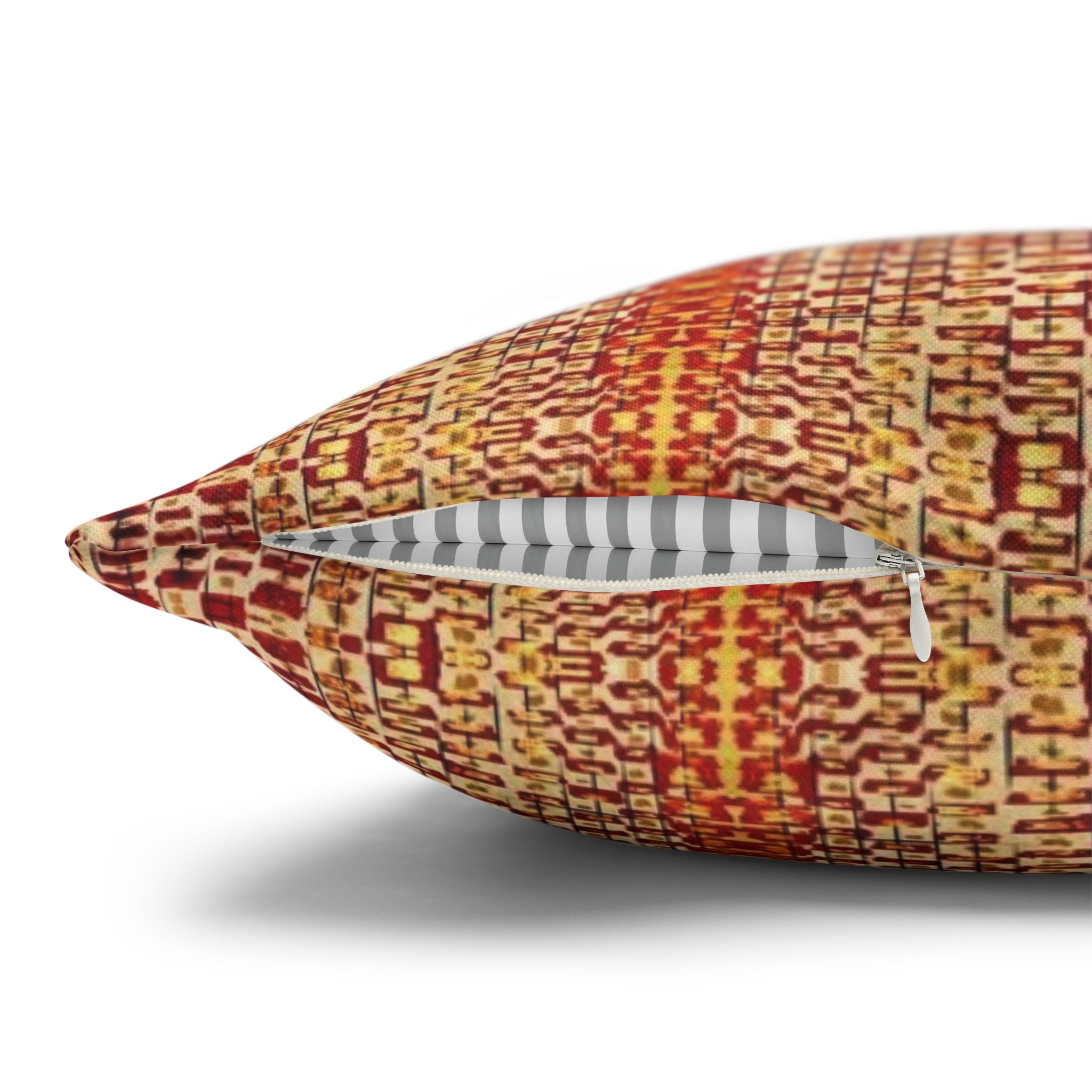 "Queen Mother" Boho Rust Orange Woven Pattern Pillowcase — Decorative Square Throw Pillow Cover