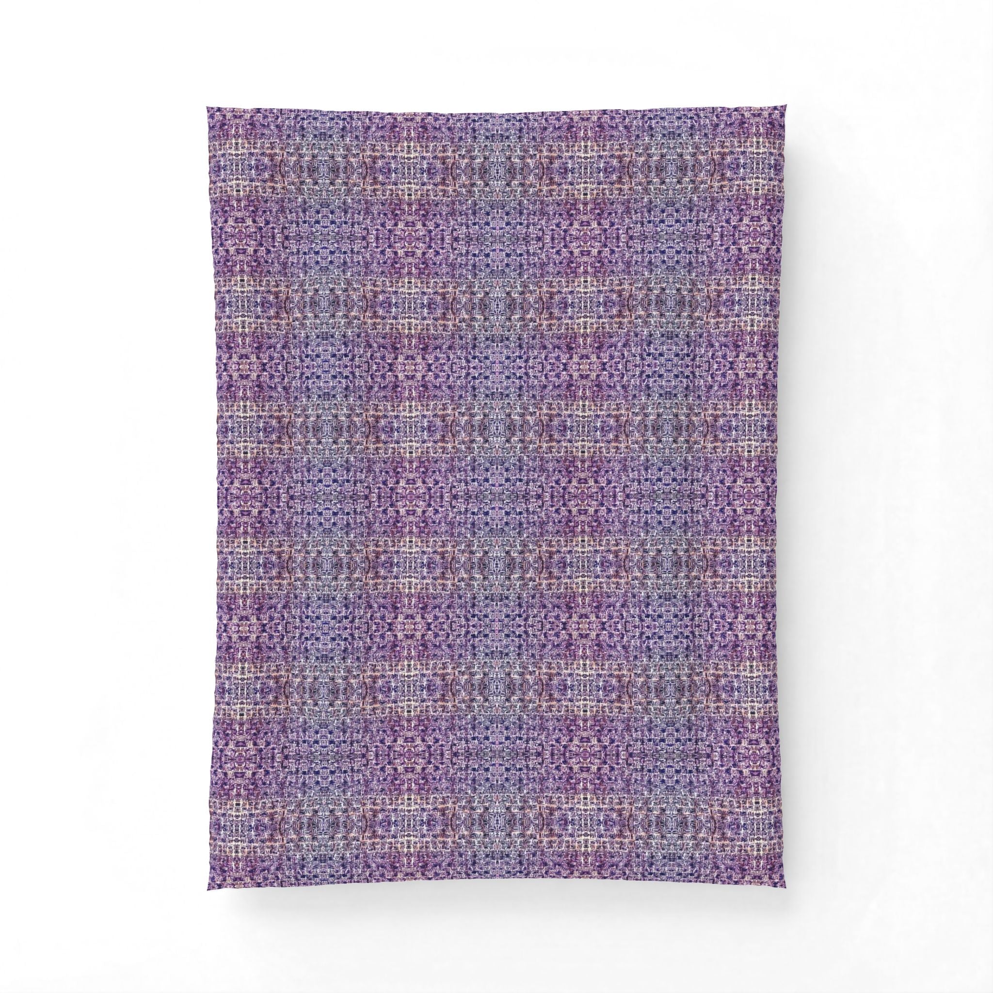 "Pauline, My Love" Purple Mosaic Cotton Comforter – Boho Floral Pattern Bedspread