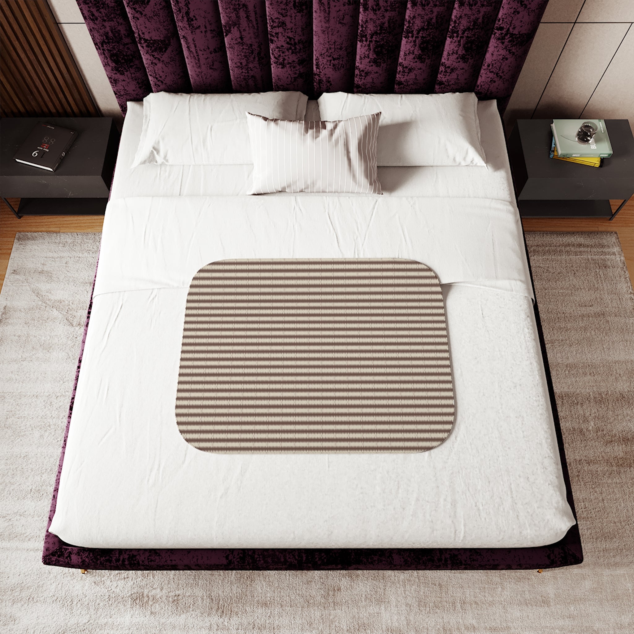 "Mississippi Midnight" Beige Sherpa Blanket - Cozy Reversible Fleece Throw for Home & Travel