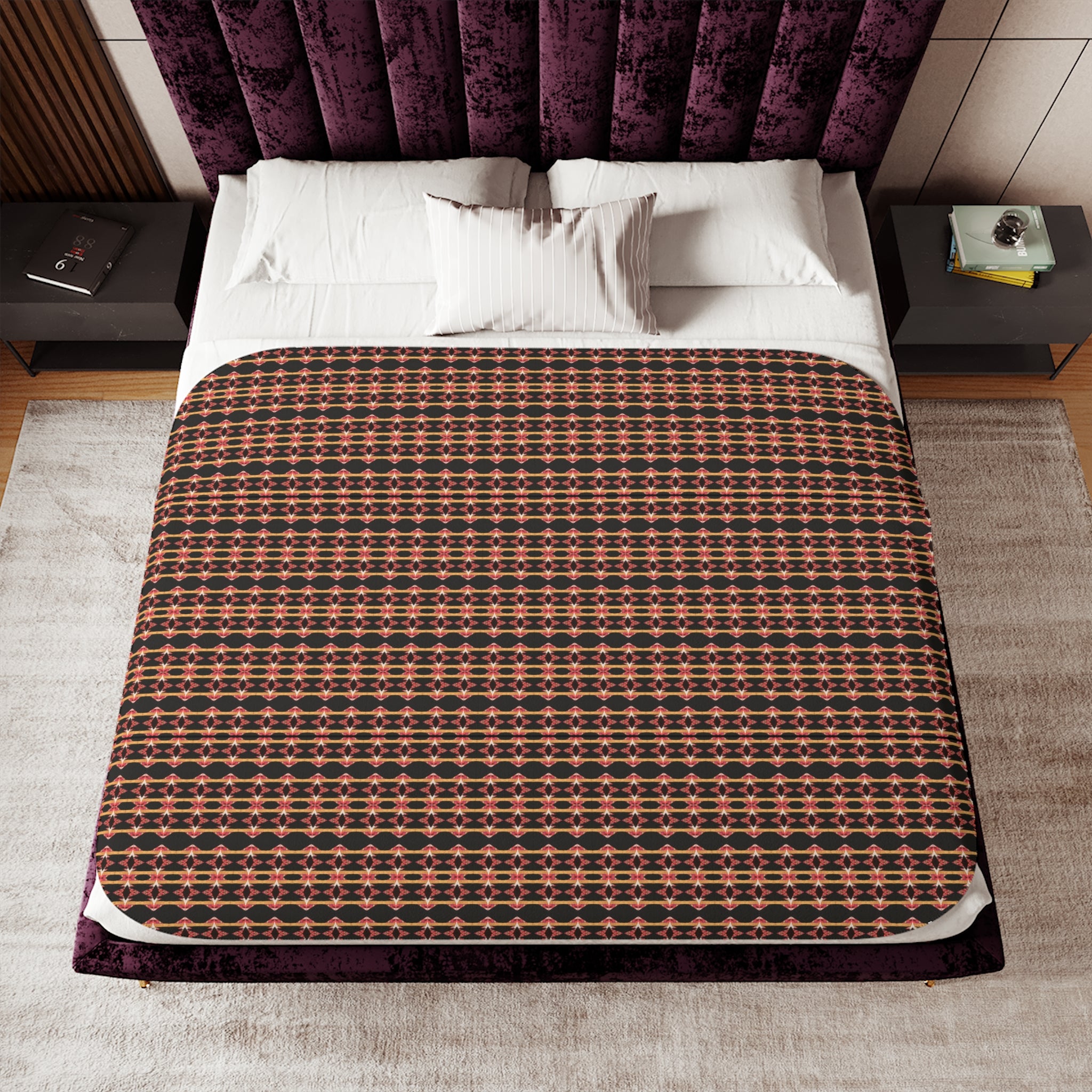 "Native America Now" Plaid Sherpa Blanket - Cozy Reversible Fleece Throw for Home, Cabin & Fall Décor