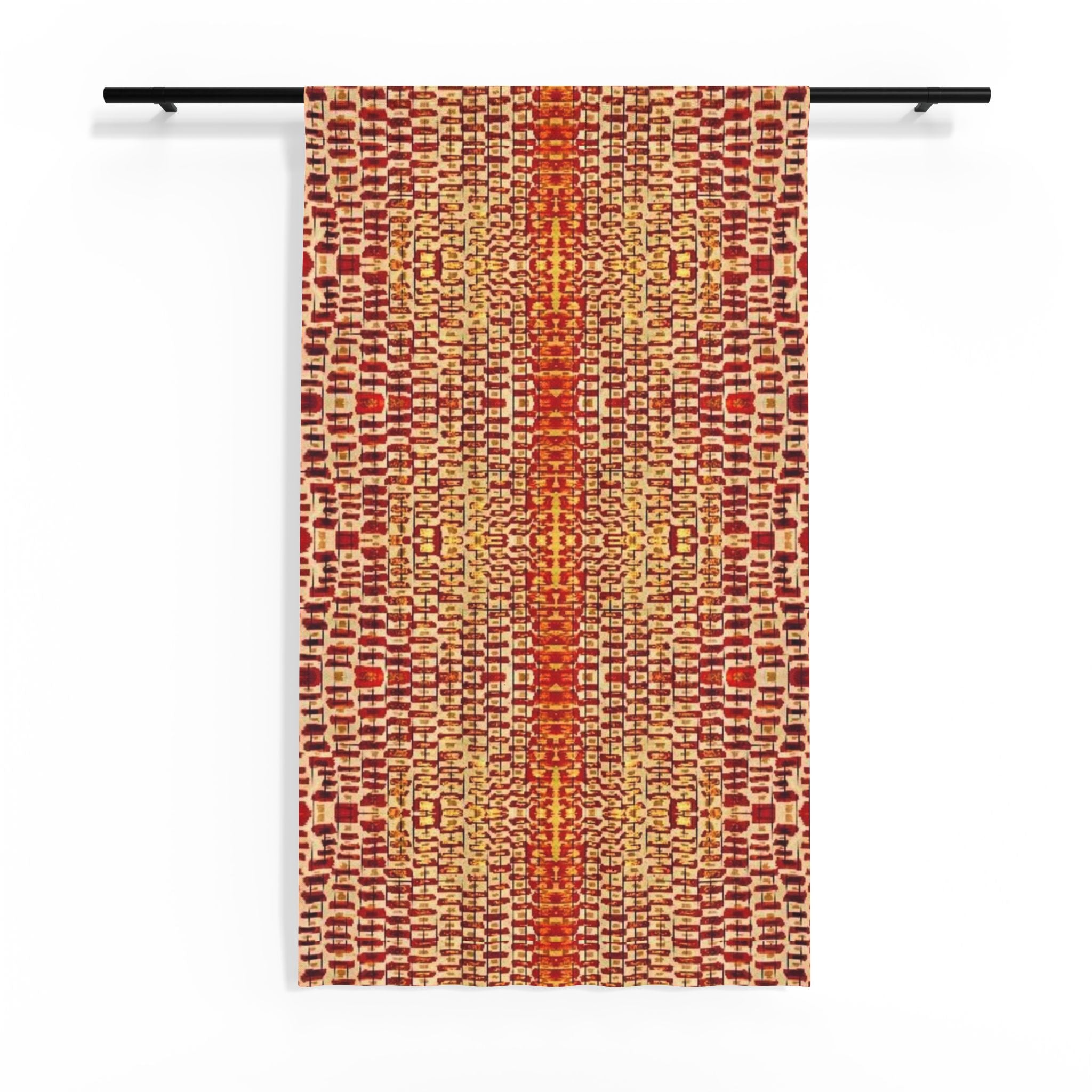 "Queen Mother" Sheer Window Curtain - Warm Terracotta Mosaic Pattern for Living Room