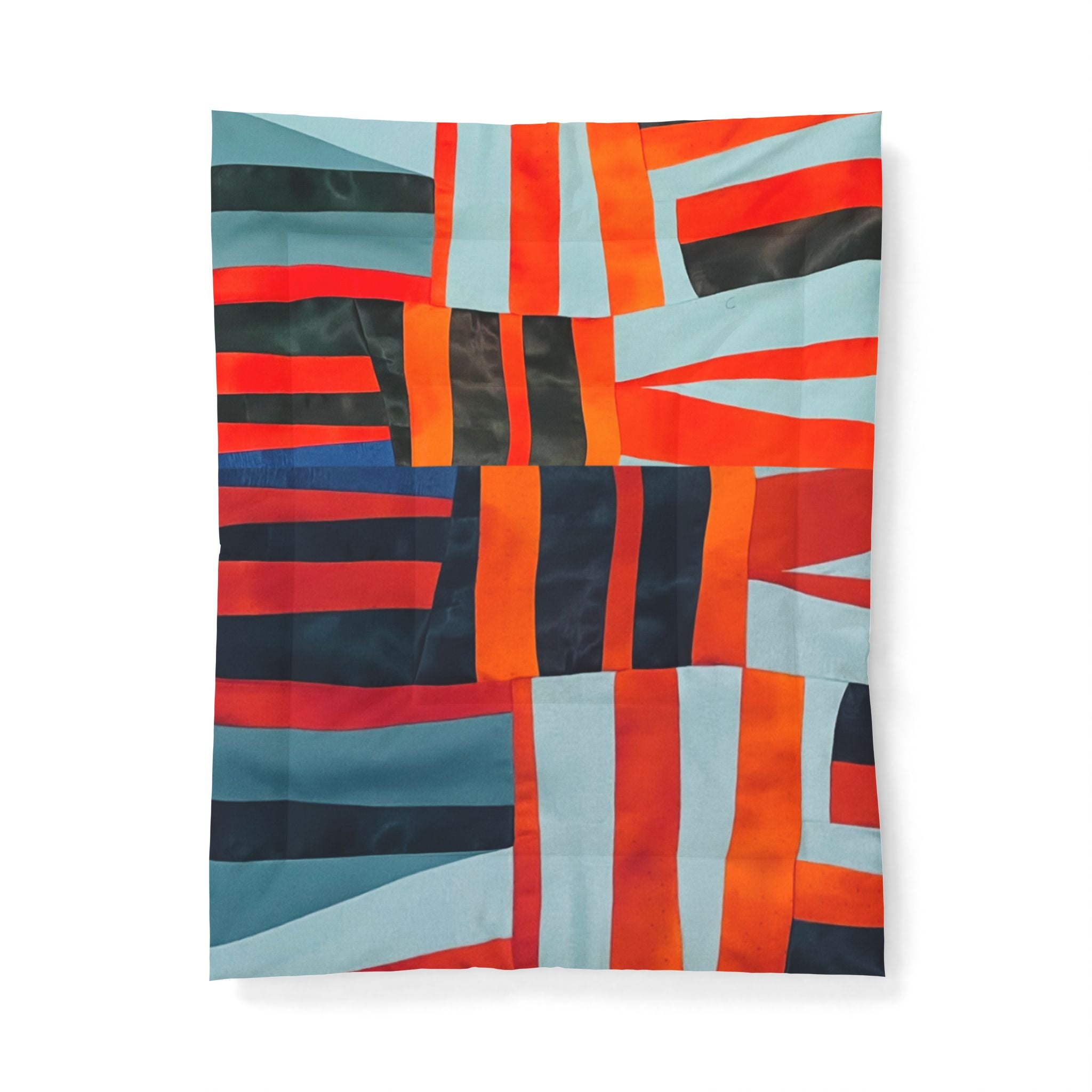 "Samuel" Abstract Geometric Cotton Comforter — Modern Red, Orange & Teal Bedspread