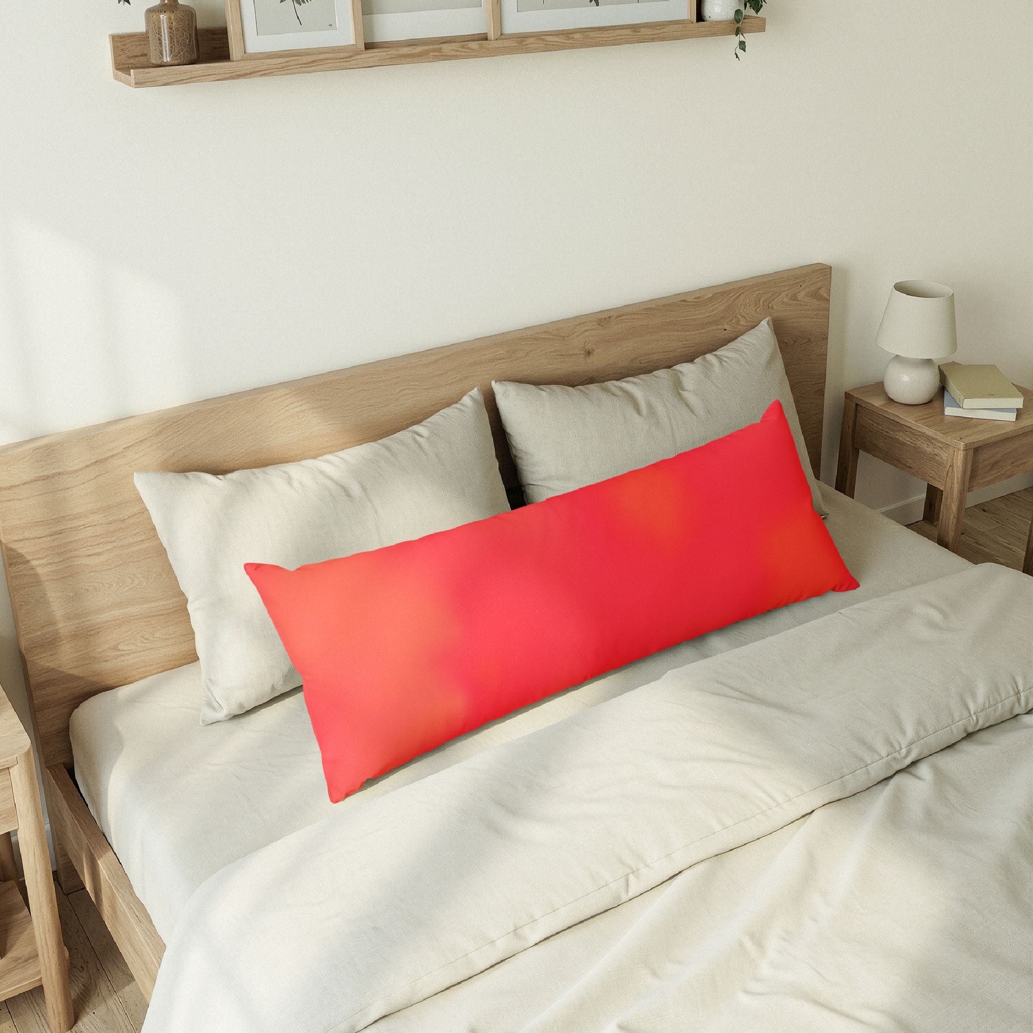 "The Skies Will Break For You, My Friend" Sunset Gradient Body Pillow — Vibrant Pink & Coral Lumbar Cushion