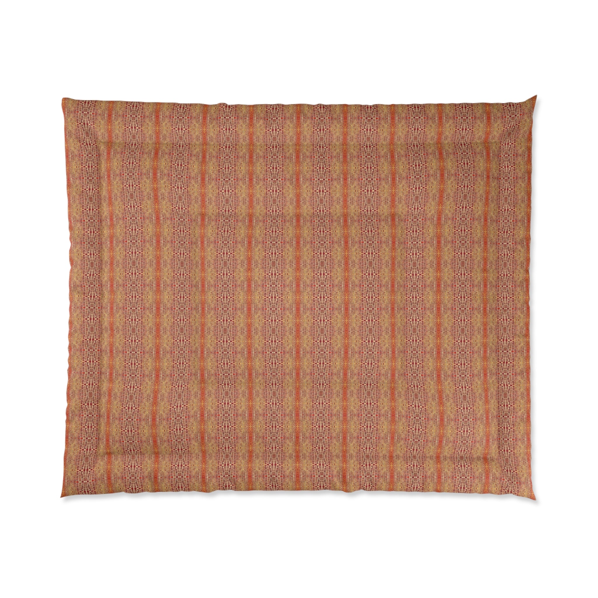 "Queen Mother" Boho Stripe Comforter - Rust Orange Vintage Pattern